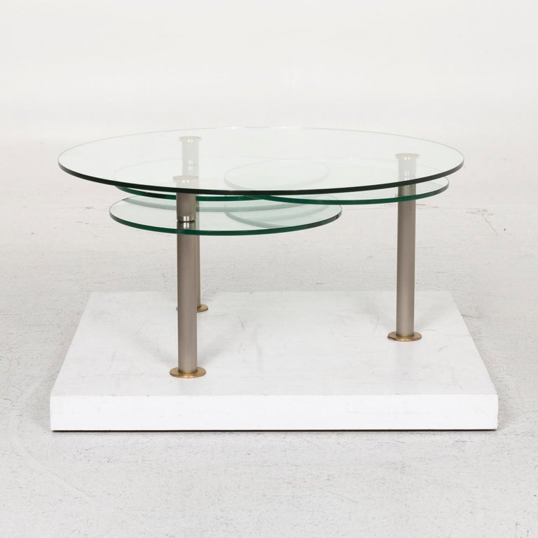 Ronald Schmitt K 180 Glass Coffee Table Silver Function Extendable For Sale At 1stdibs
