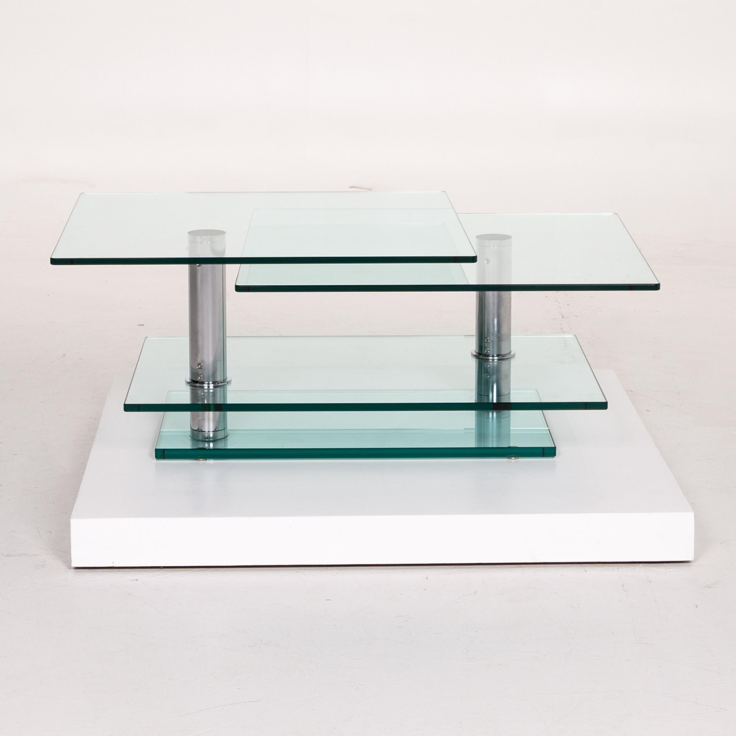 Contemporary Ronald Schmitt K 500 Glass Coffee Table Metal Table Function Adjustable For Sale