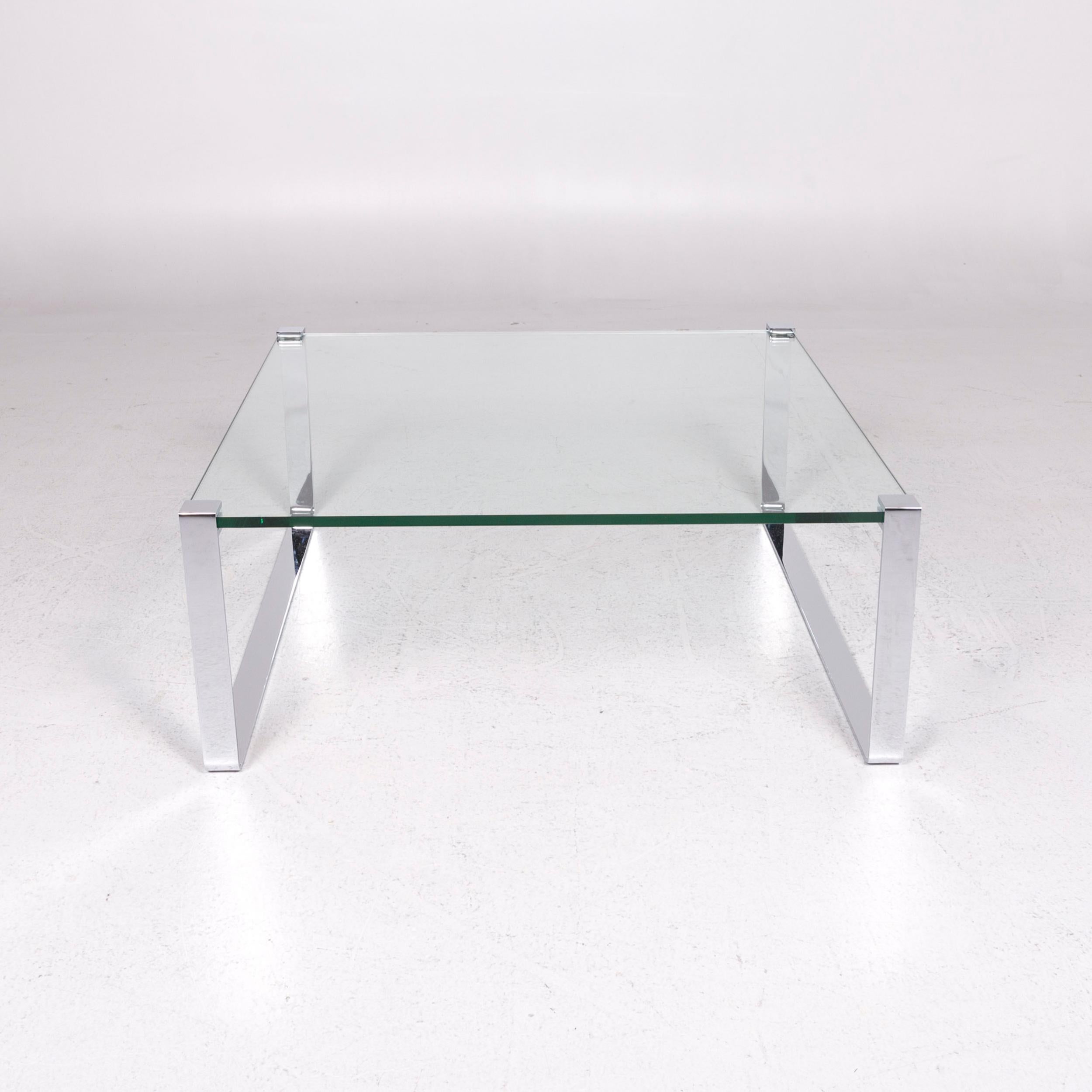 European Ronald Schmitt K 830 Glass Coffee Table Silver Table For Sale