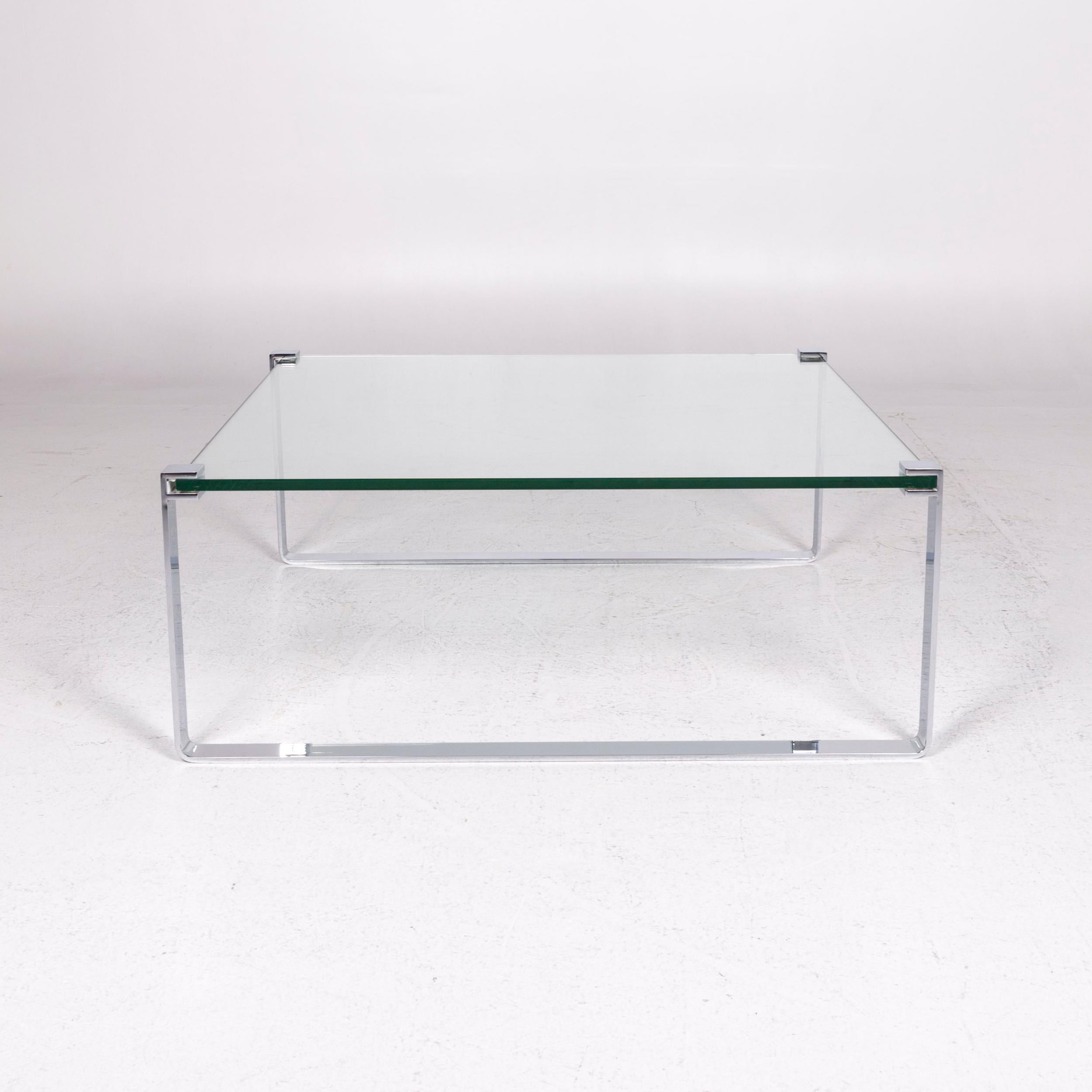 Ronald Schmitt K 830 Glass Coffee Table Silver Table In Good Condition For Sale In Cologne, DE