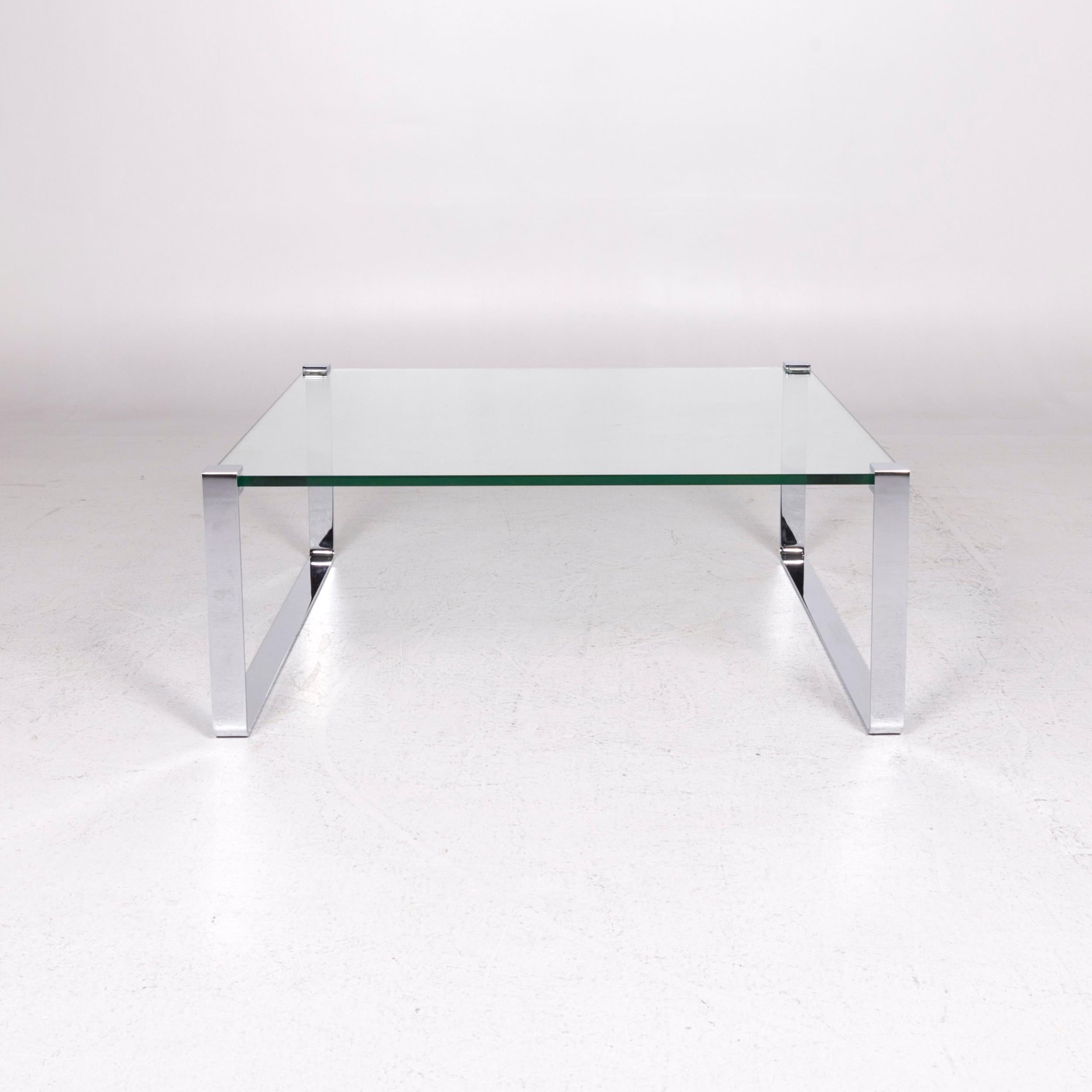 Contemporary Ronald Schmitt K 830 Glass Coffee Table Silver Table For Sale