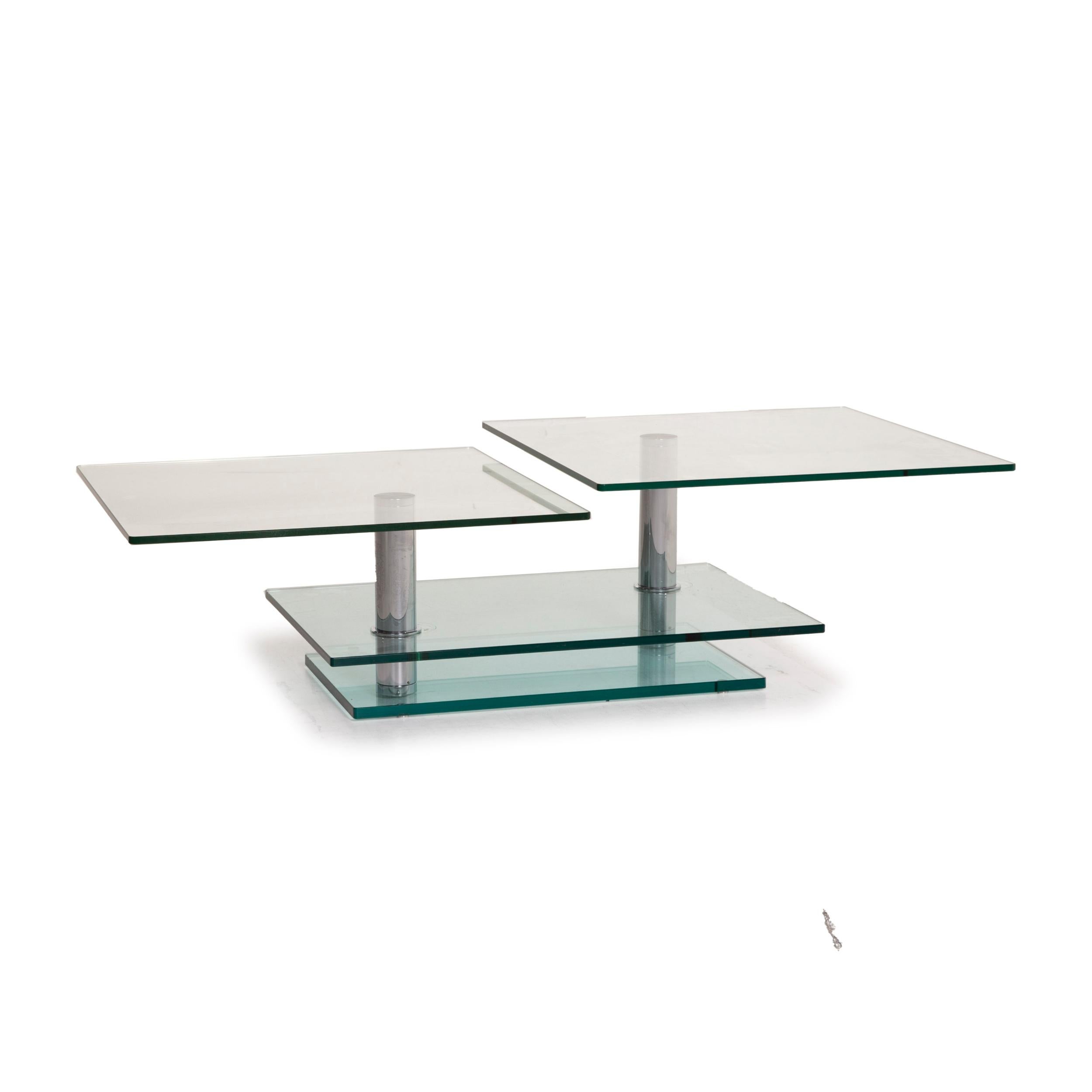 Modern Ronald Schmitt K500 Glass Table Coffee Table Chrome Function For Sale
