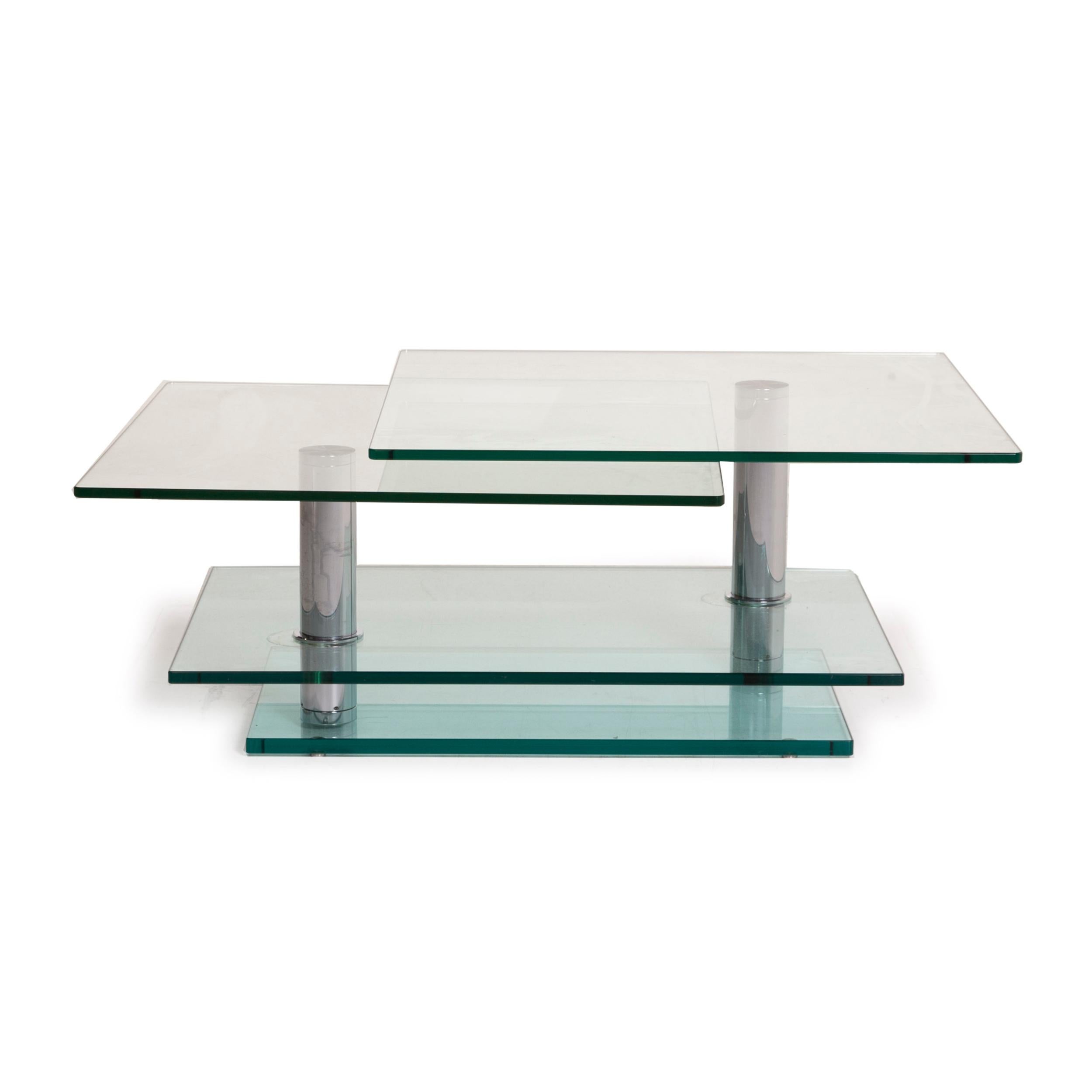 Ronald Schmitt K500 Glass Table Coffee Table Chrome Function In Fair Condition For Sale In Cologne, DE