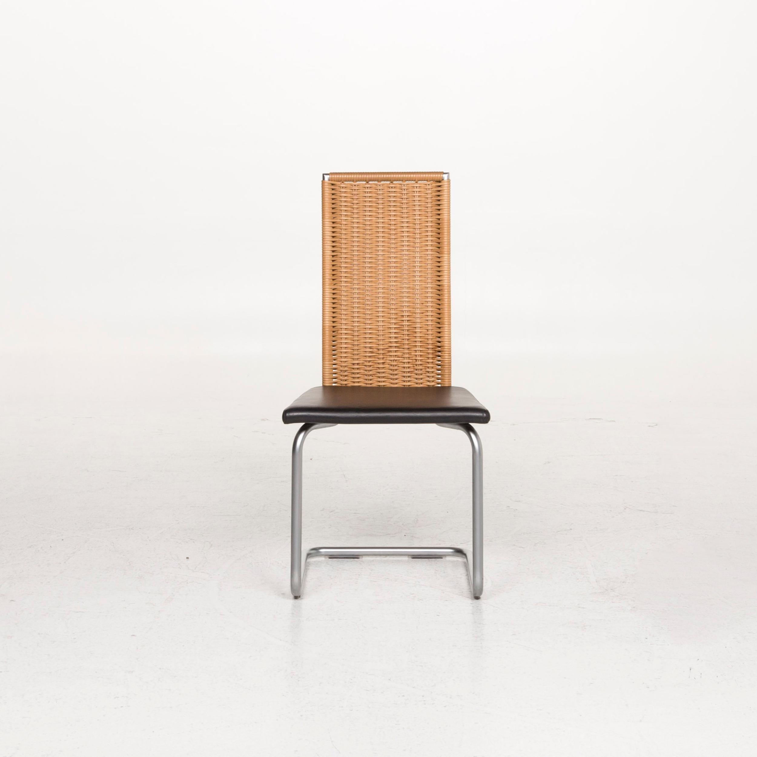 Modern Ronald Schmitt RST 19 Leather Chair Black Dining Chair Armchair For Sale