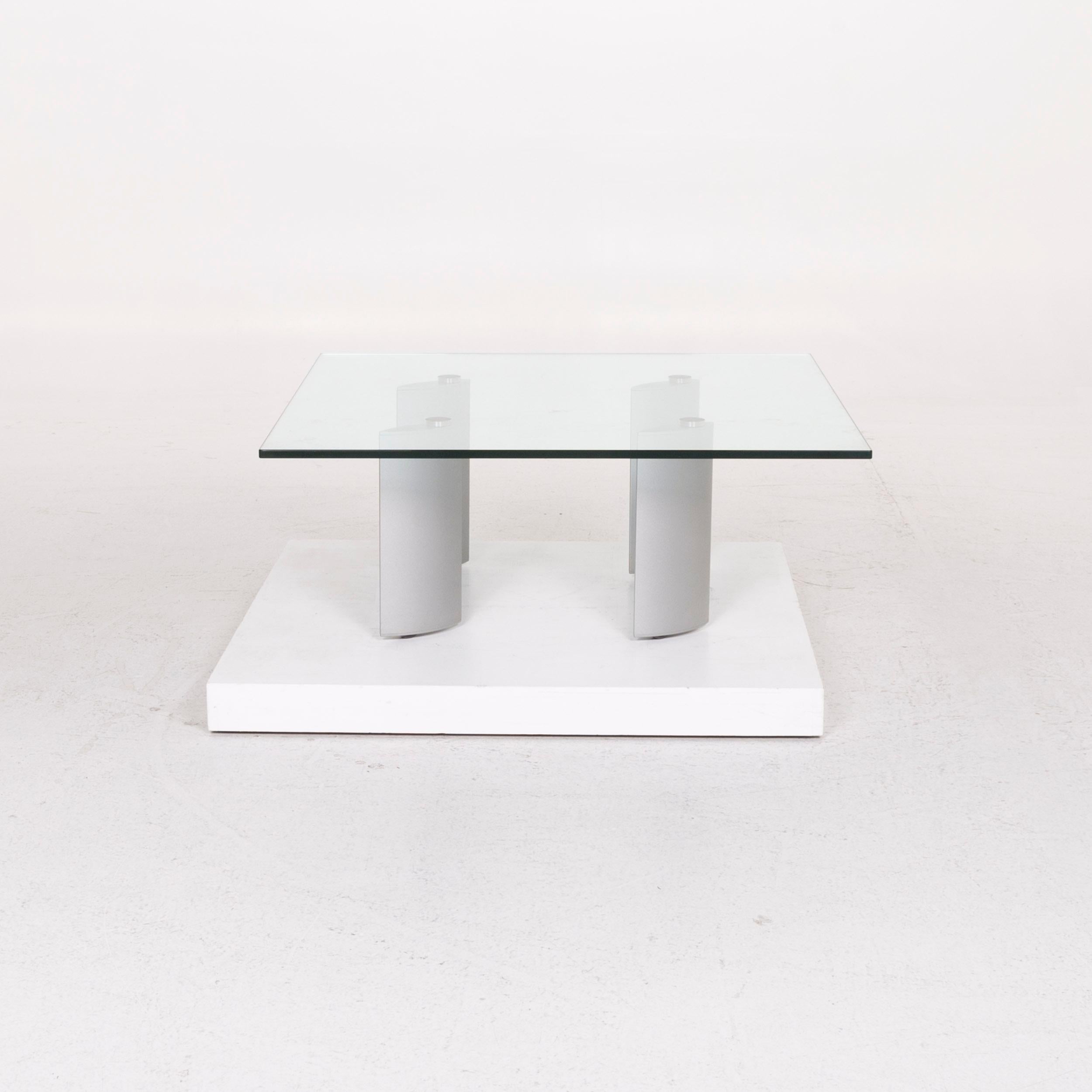 Contemporary Ronald Schmitt Silver Glass Coffee Table For Sale