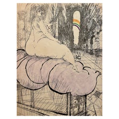 Ronald Searle, Lithograph, the Temple, 20th Century