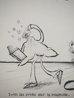 The Book Lover - Original Lithograph, Signed