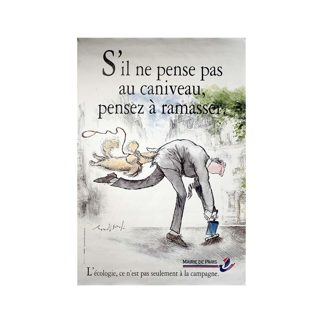 This delightful and cheeky circa 1985 original poster by renowned British illust - Print by Ronald Searle