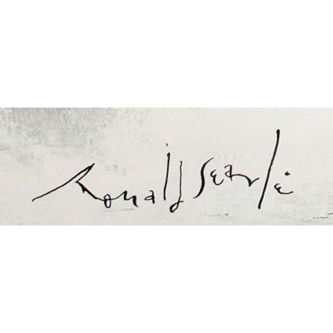 This delightful and cheeky circa 1985 original poster by renowned British illust - Gray Print by Ronald Searle