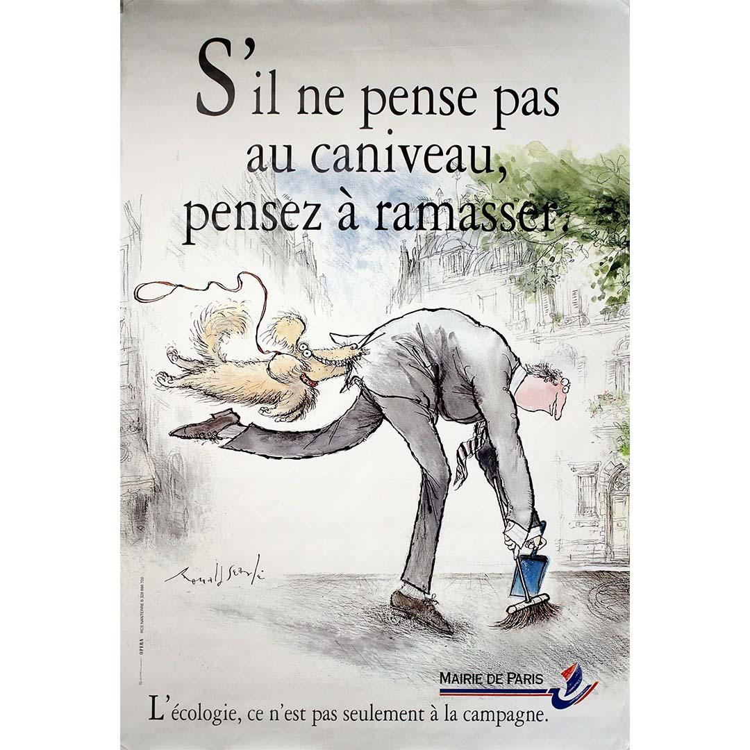 Ronald Searle Print - This delightful and cheeky circa 1985 original poster by renowned British illust