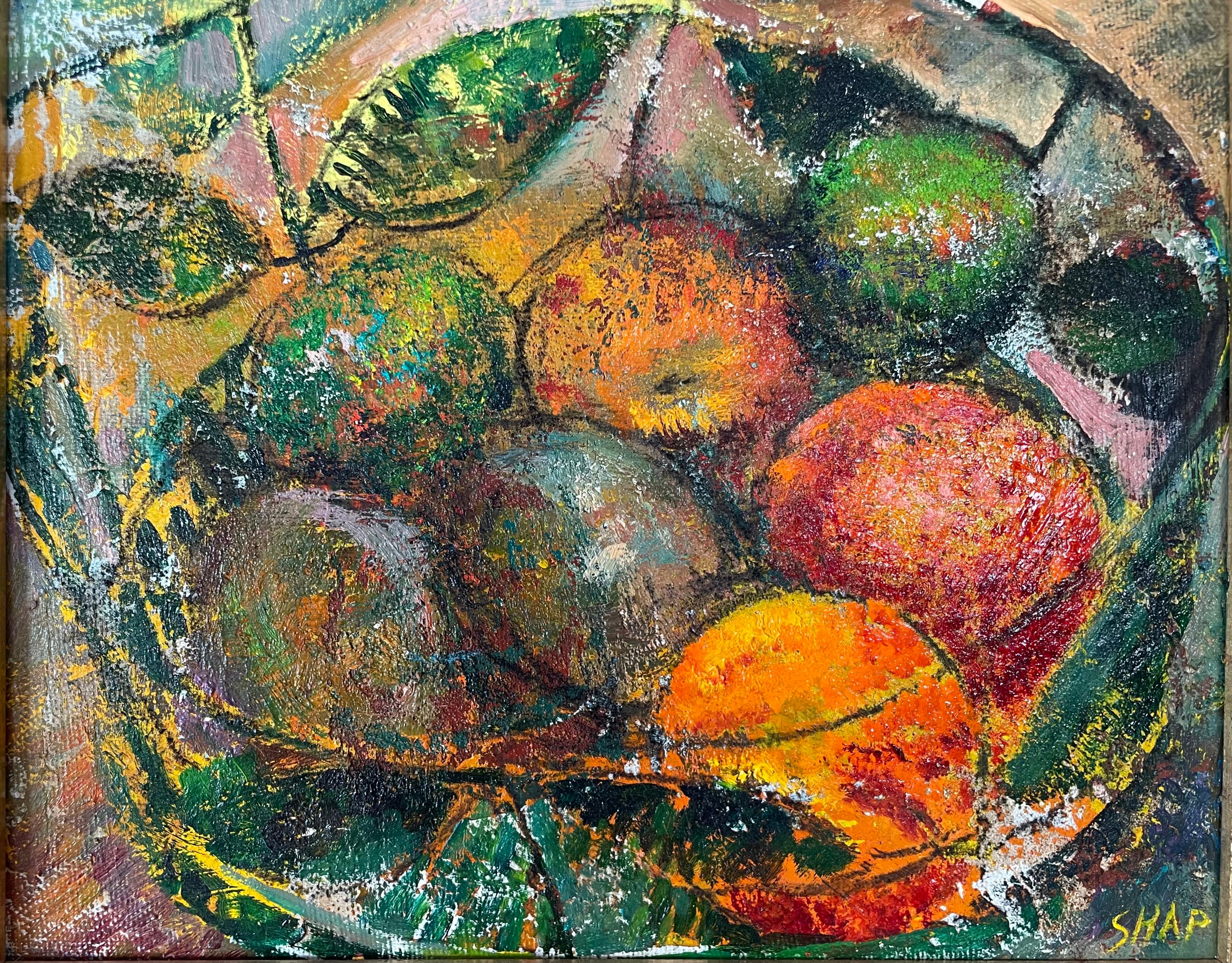 Apples and Avocados  - Neo-Expressionist Painting by Ronald Shap