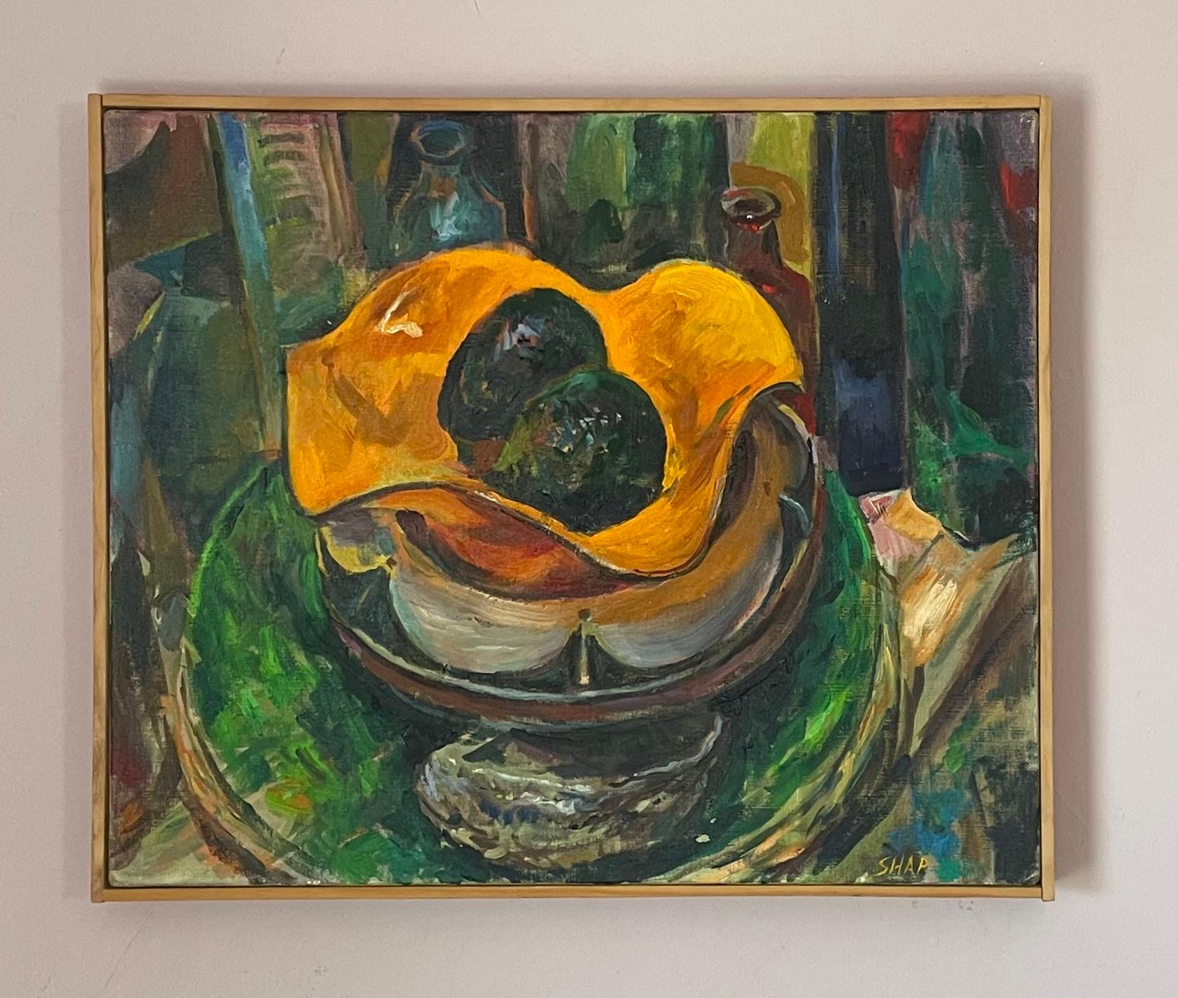 Ronald Shap Still-Life Painting - Avocados in bowl