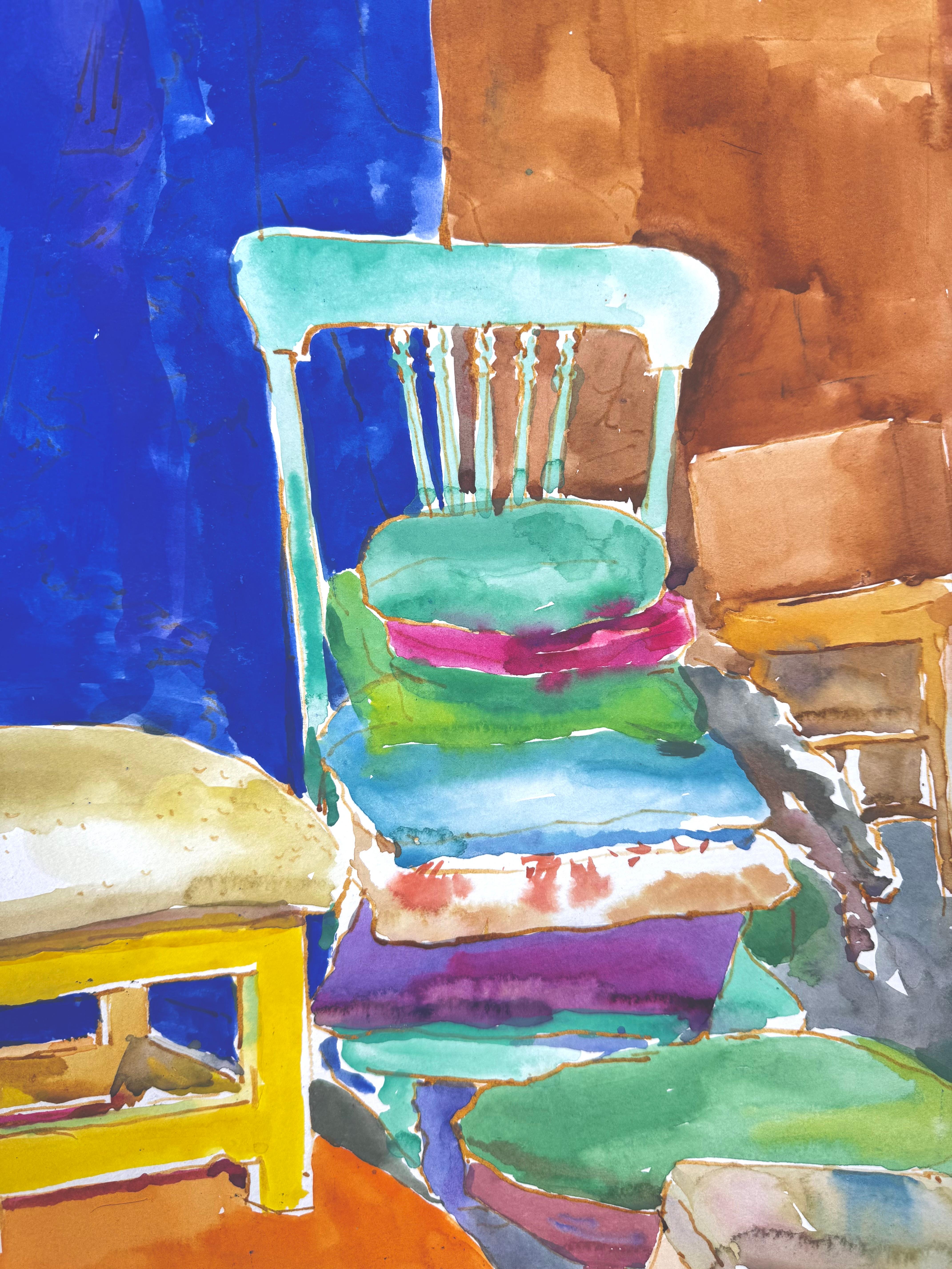 Blauer Vorhang – Painting von Ronald Shap