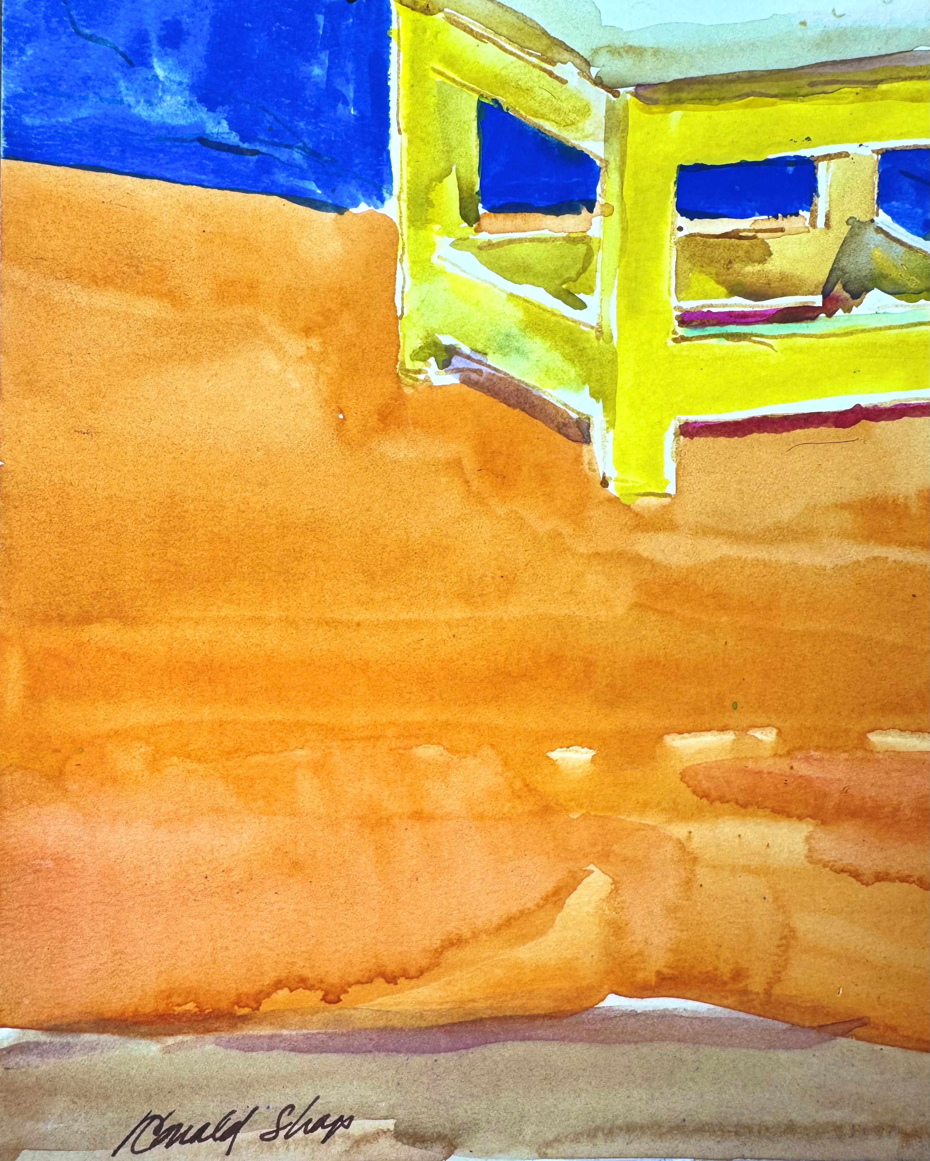 Blauer Vorhang (Braun), Interior Painting, von Ronald Shap