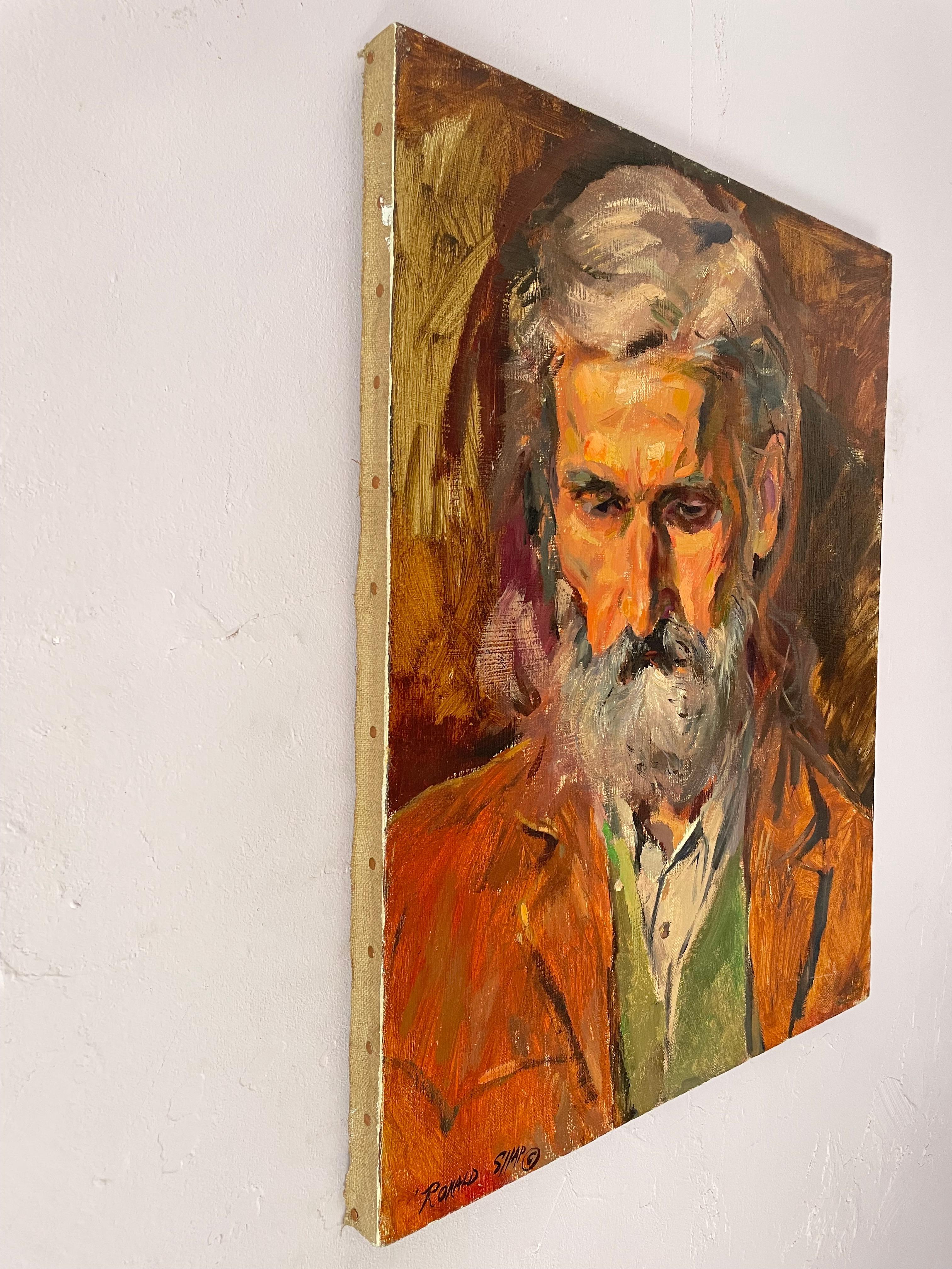 Peinture à l'huile originale de Ronald Shap, portrait signé 4