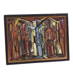 Ronald Smoothey Monolitos de mediados de siglo Pintura al óleo sobre tabla