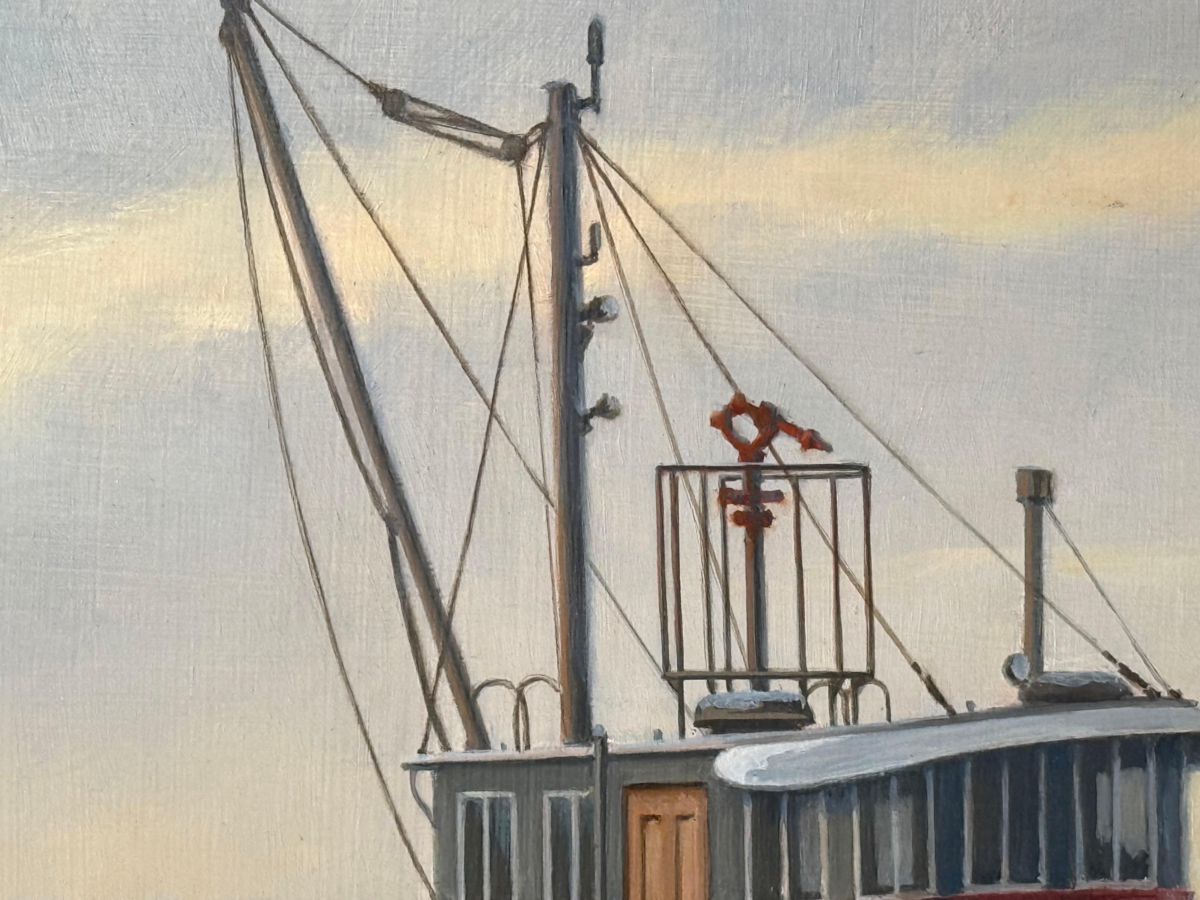 Original-Acryl auf Masonit von Ron Saporito, dem bekannten amerikanischen Marinekünstler, der den Schlepper 