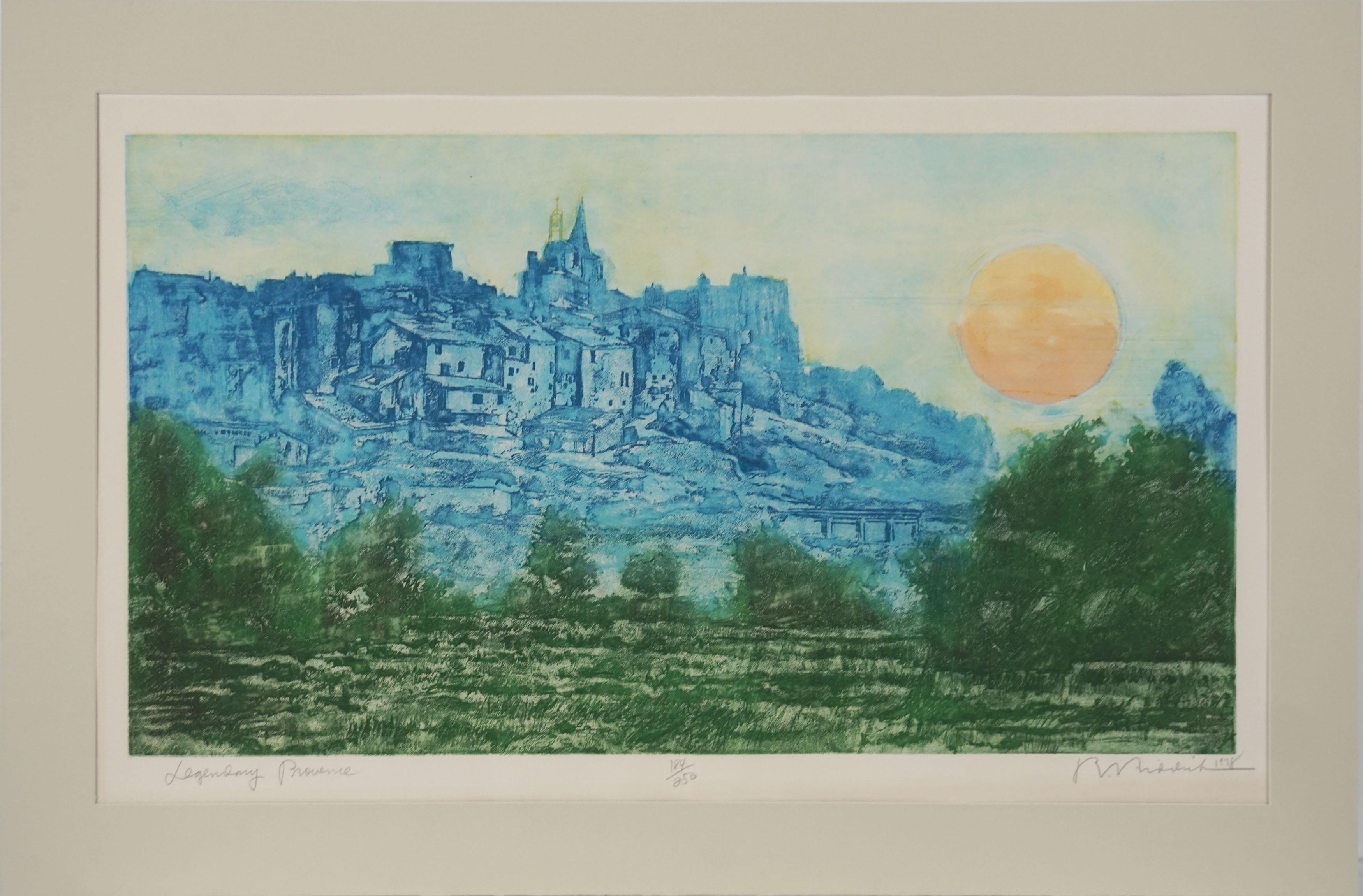 Landscape Print Ronald Stephen Riddick - Gravure à l'aquatinte d'art de Provence, France - Légendaire Provence