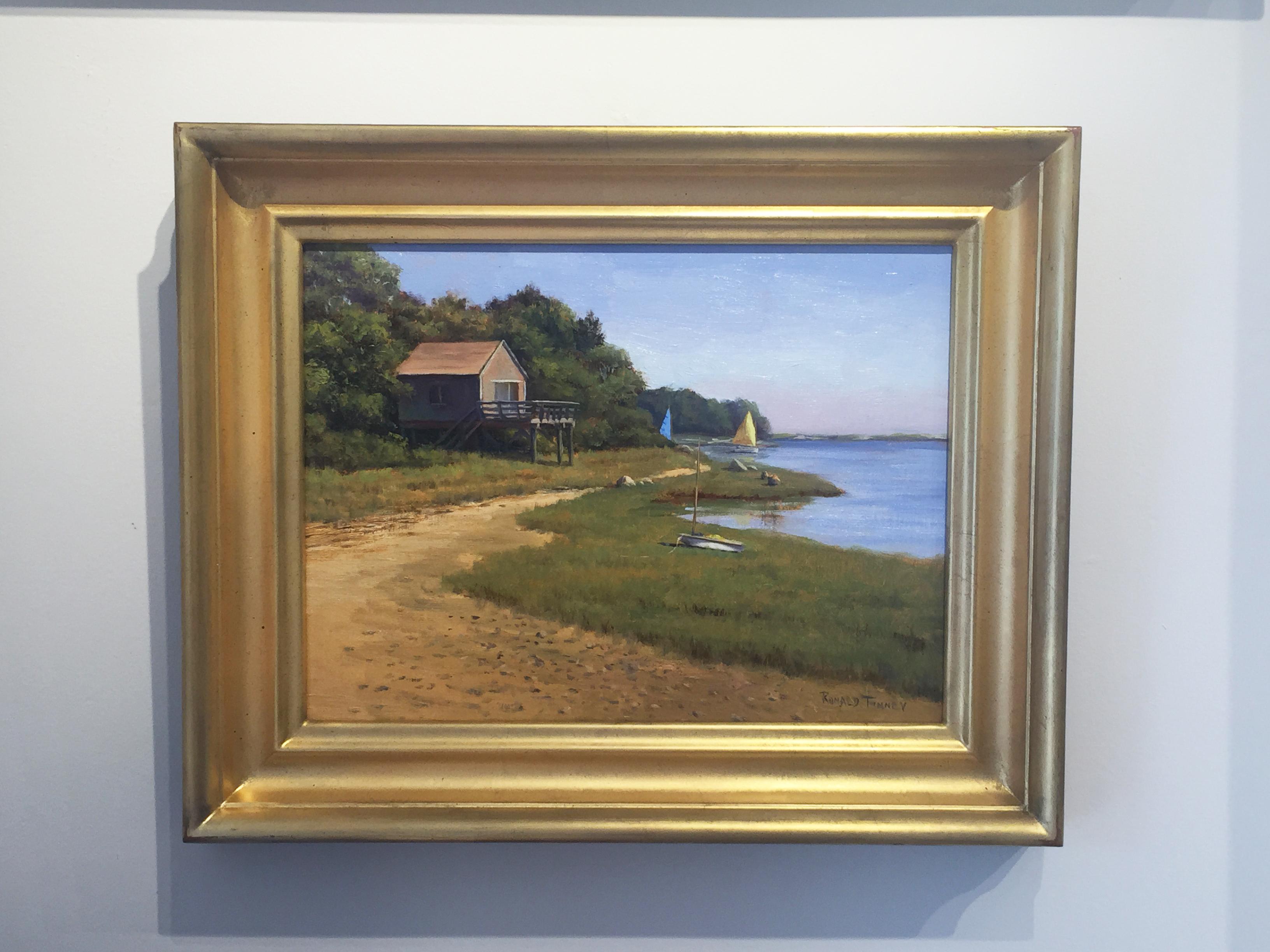 Ronald Tinney Landscape Painting - 'Beach House', Cape Cod Modern Impressionist Marine Oil Painting
