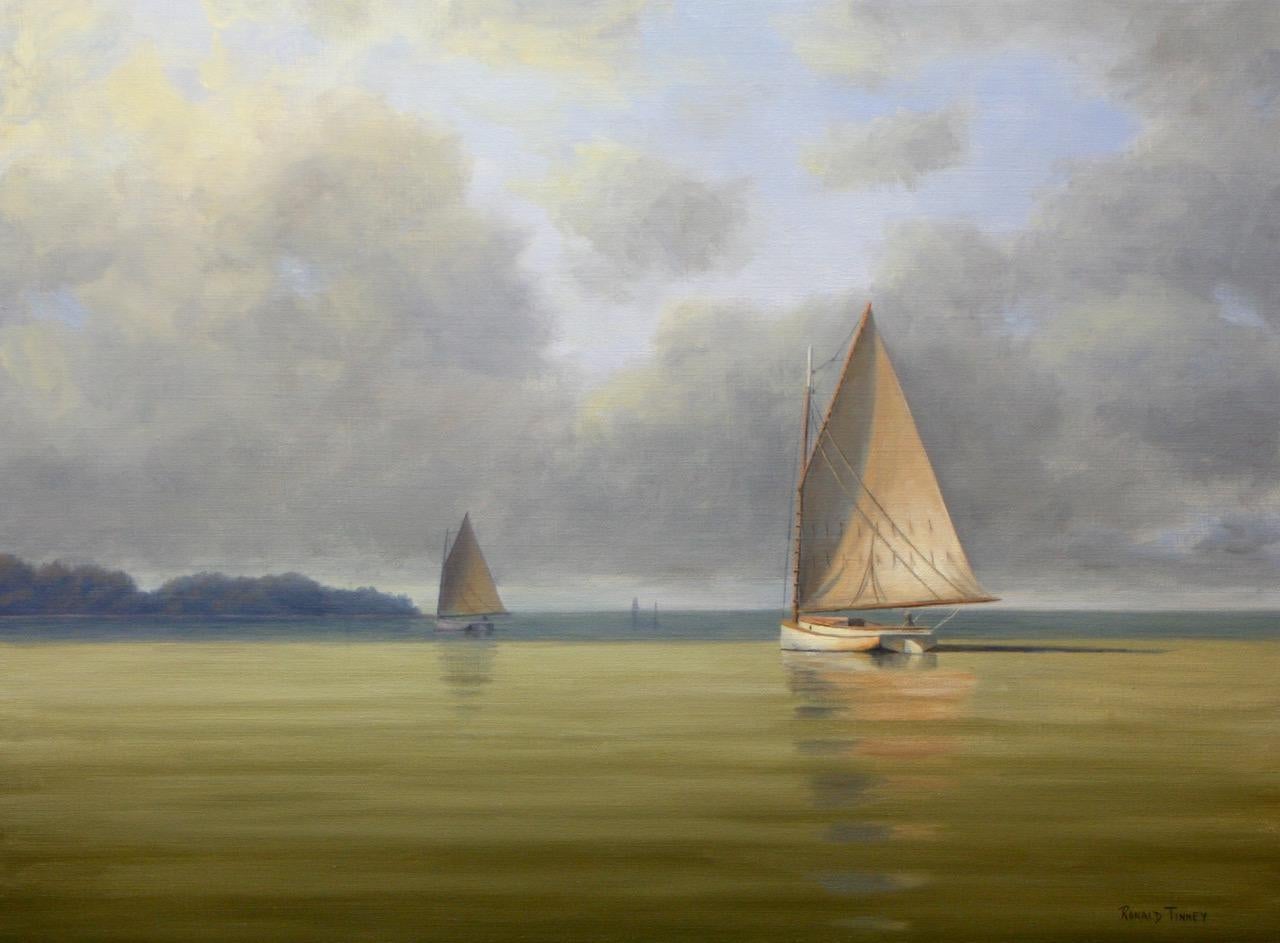 Ronald Tinney Landscape Painting - 'Calm Before the Storm', Cape Cod Modern Impressionist Marine Oil Painting