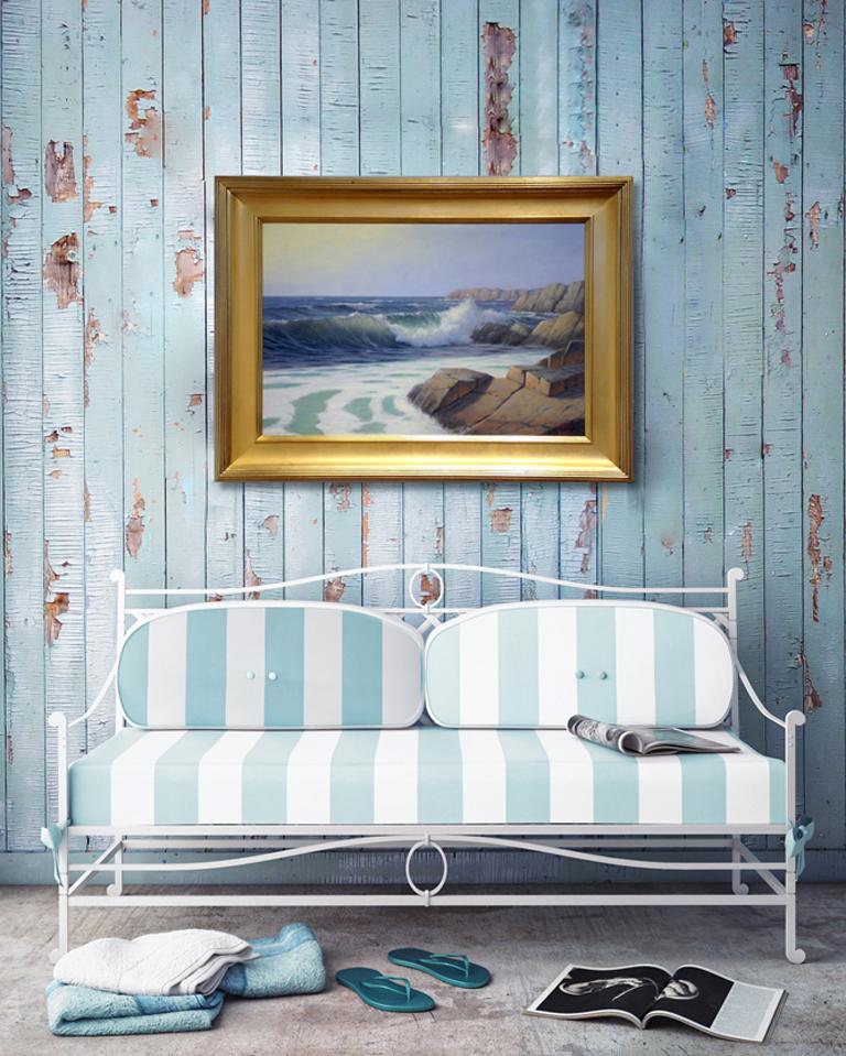 Ronald Tinney Landscape Painting - 'Crashing Surf, Cape Cod Modern Impressionist Marine Oil Painting
