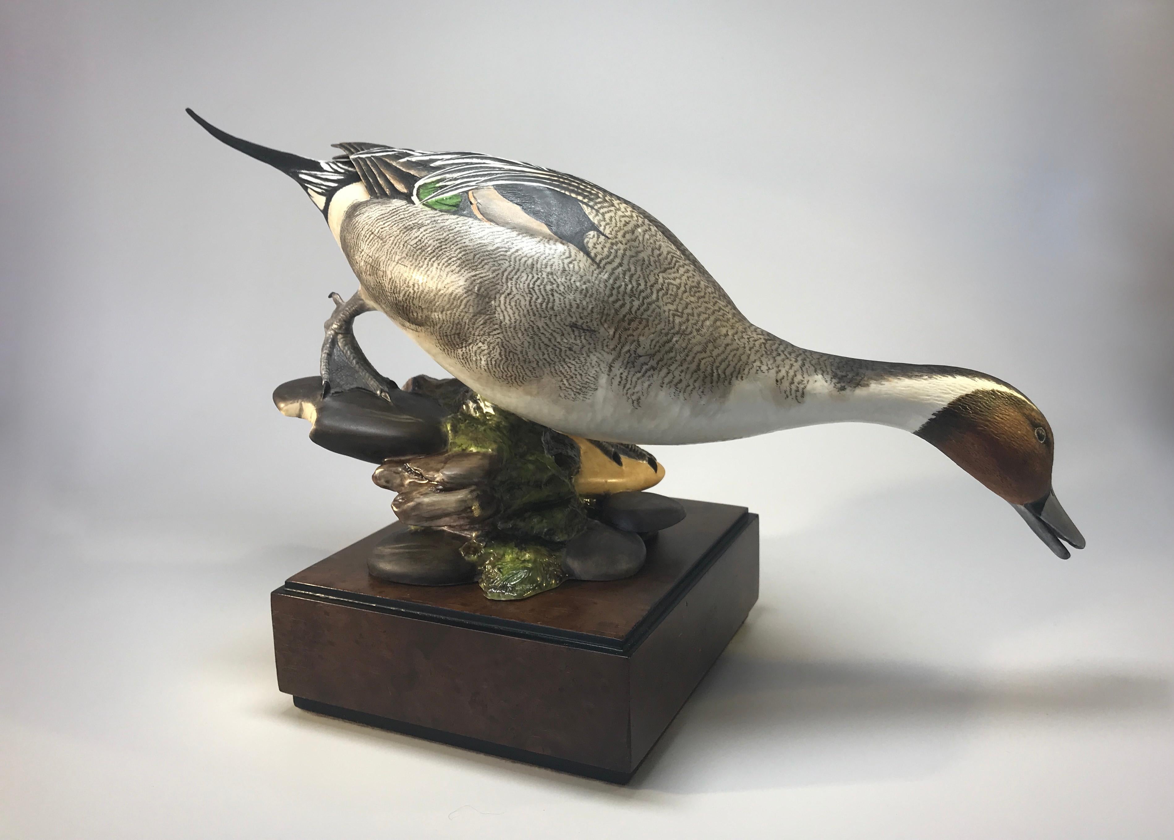 British Ronald Van Ruyckevelt, Royal Worcester, Porcelain Pair of American Pintail Birds