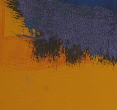 Abstract Blue Square Signed Lithograph by Latin American Artist Ronaldo de Juan