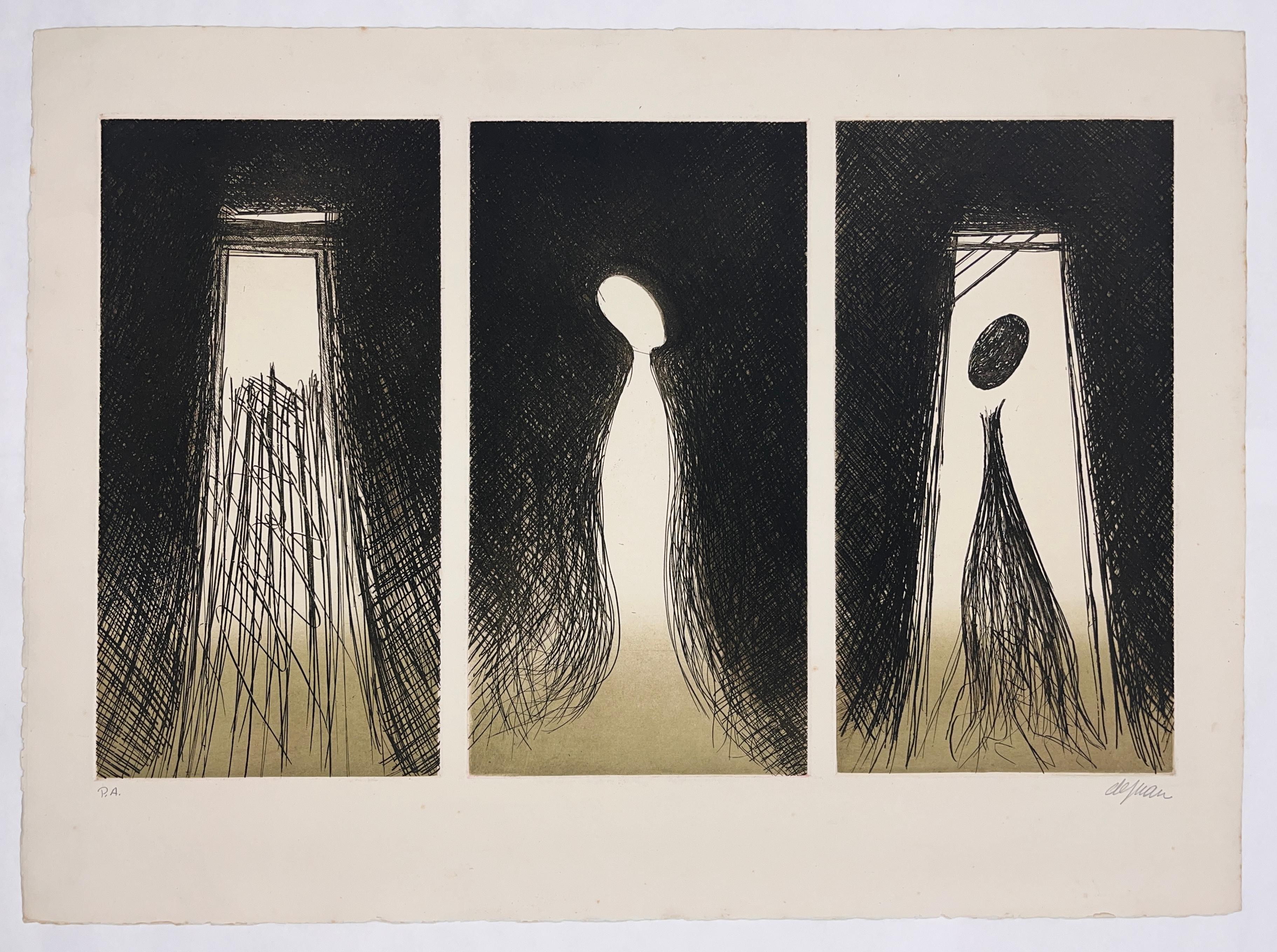 Gravure originale argentinienne signée à la main en édition limitée n7 - Print de Ronaldo De Juan