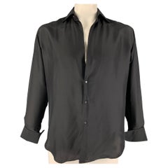 RONALDUS SHAMASK Size L Black Silk Button Up T-shirt