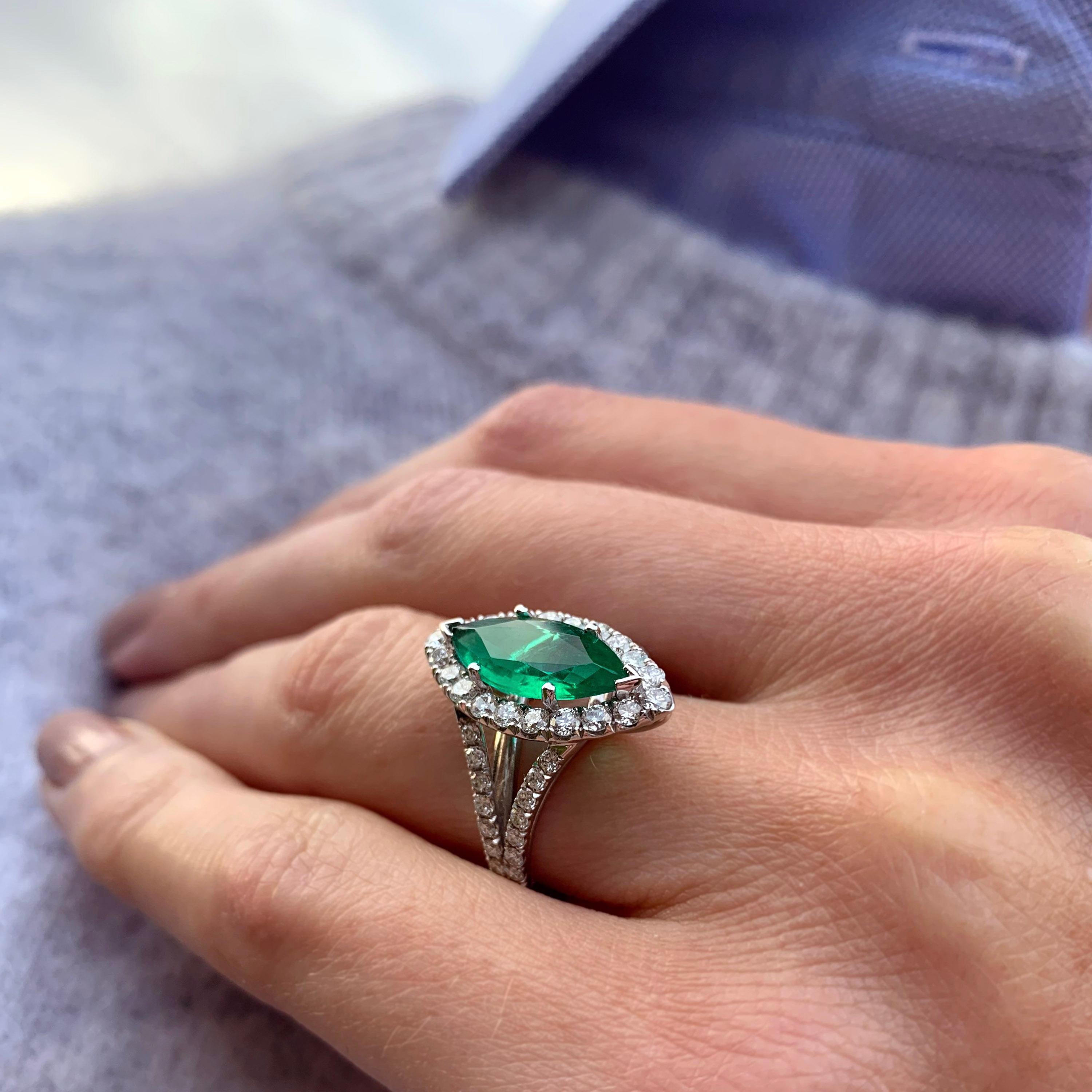 marquise emerald and diamond ring