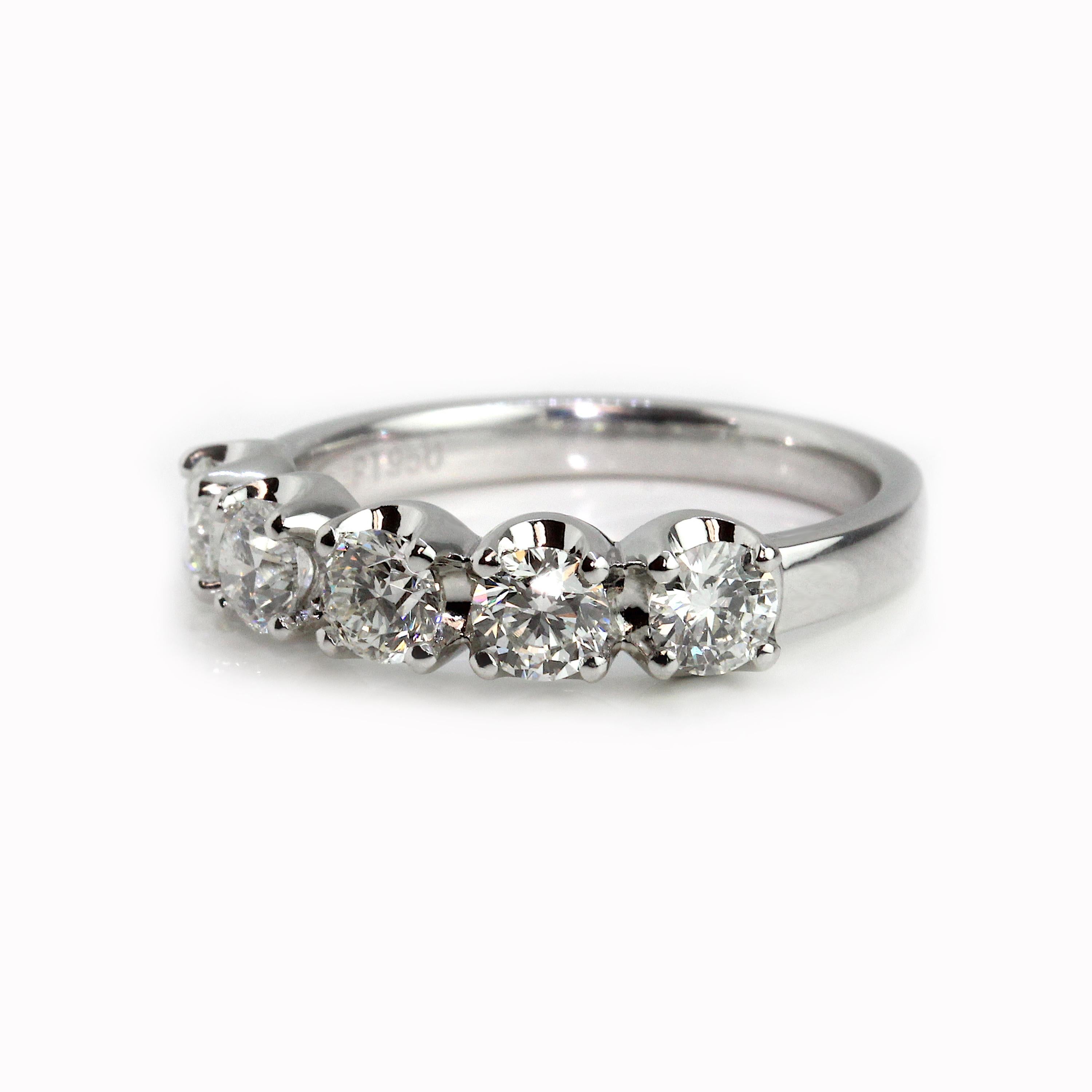 Round Cut Five Diamond Crown Eternity Ring For Sale