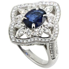French Inspired Sapphire Diamond Cocktail Ring