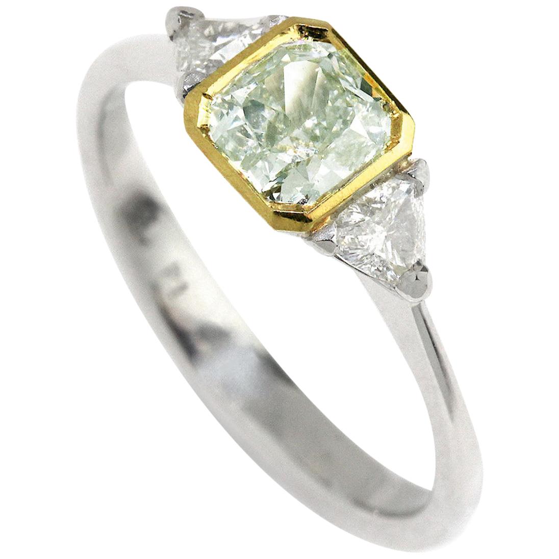 GIA Certified 0.77 Carat Green Diamond Engagement Ring For Sale