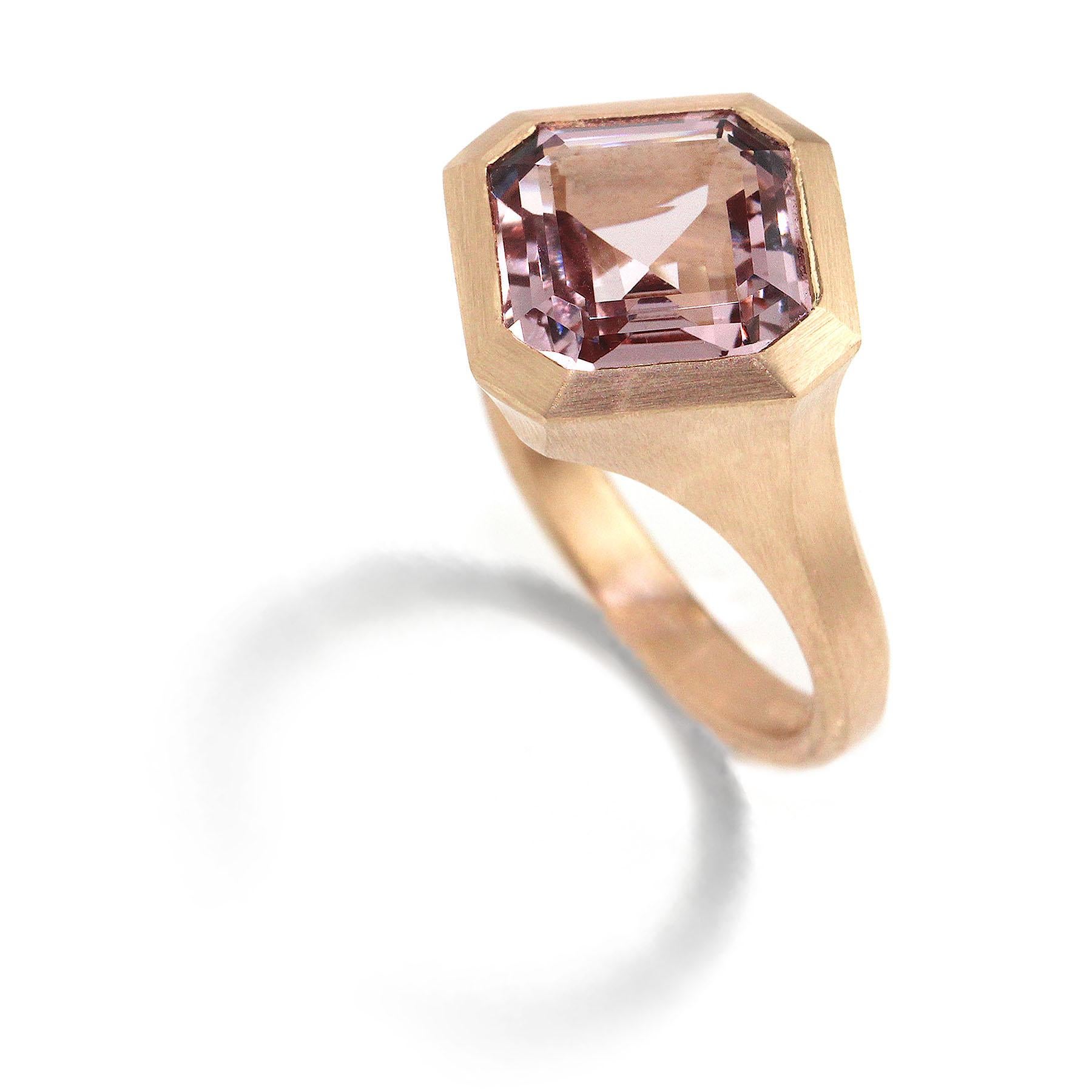 Contemporary Morganite and Diamond Rose Gold Dress Ring