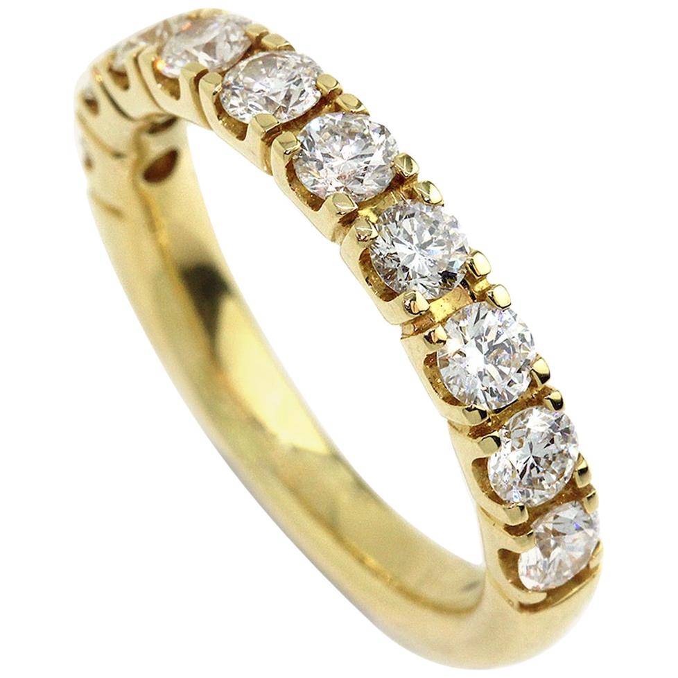 Yellow Gold Ten Diamond Eternity Ring For Sale