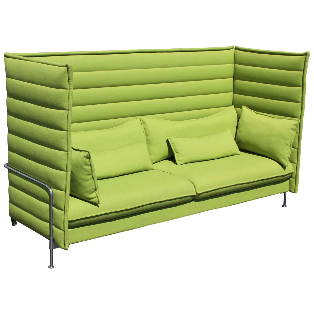 Vitra Alcove Highback 3 Seater Sofa by Ronan and Erwan Bouroullec, Sublime Green "Credo" Fabric 3-seater: 53.5" H 93.25" L 33.75" D seat: 19" H (Includes Oversized Matching Throw Pillow. Zipper Arms Zip on & Off. VERY RARE & COLLECTIBLE - RESULT OF ANTIQUE WAREHOUSE CLOSEOUT LIQUIDATION "NOT A REPLICA!")