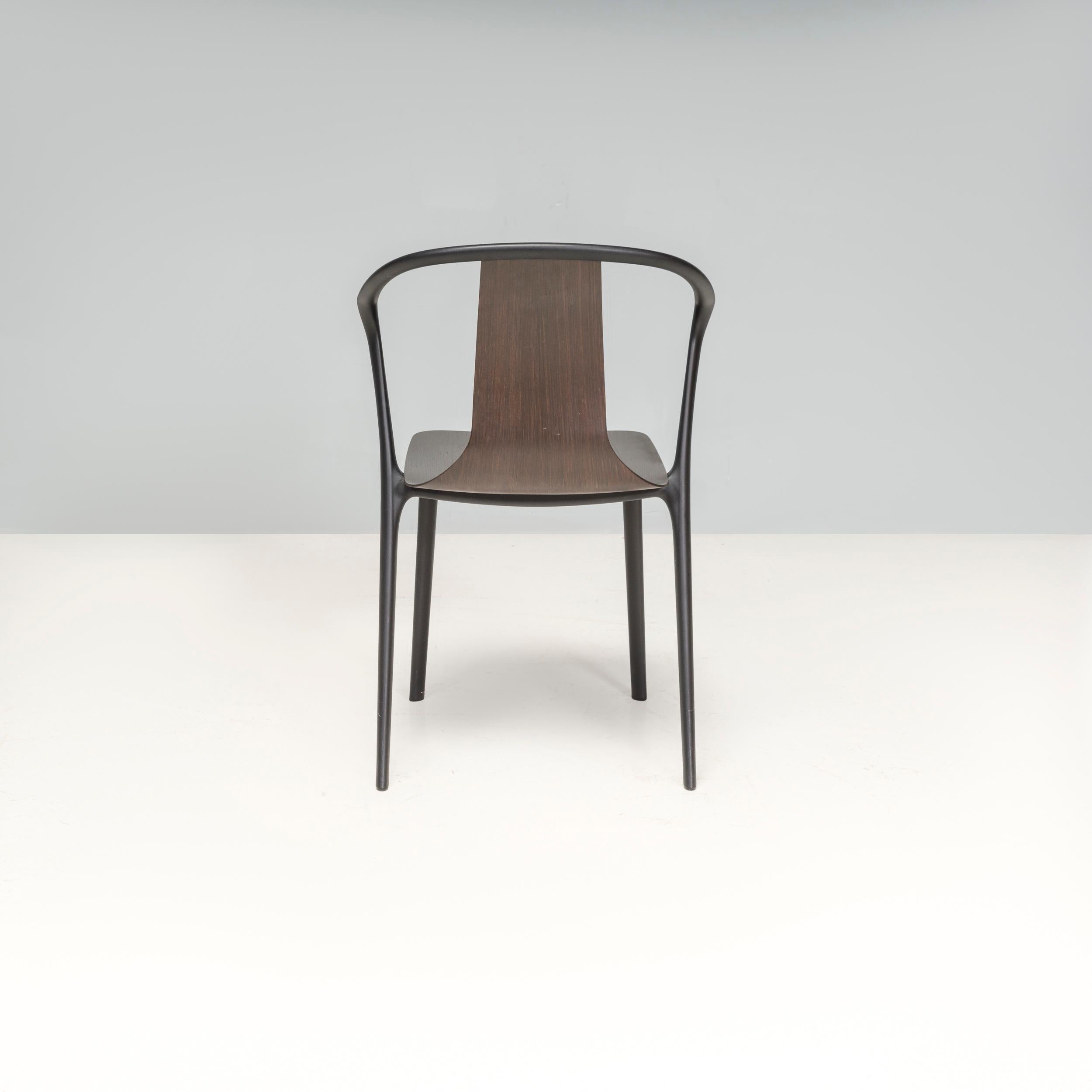 Originally designed in 2015 by Ronan & Erwan Bouroullec for Vitra, the Belleville dining chair give the classic bistro chair a modern update. 

Constructed from a moulded polyamide frame in a black finish, the chairs have a curvaceous and sculptural