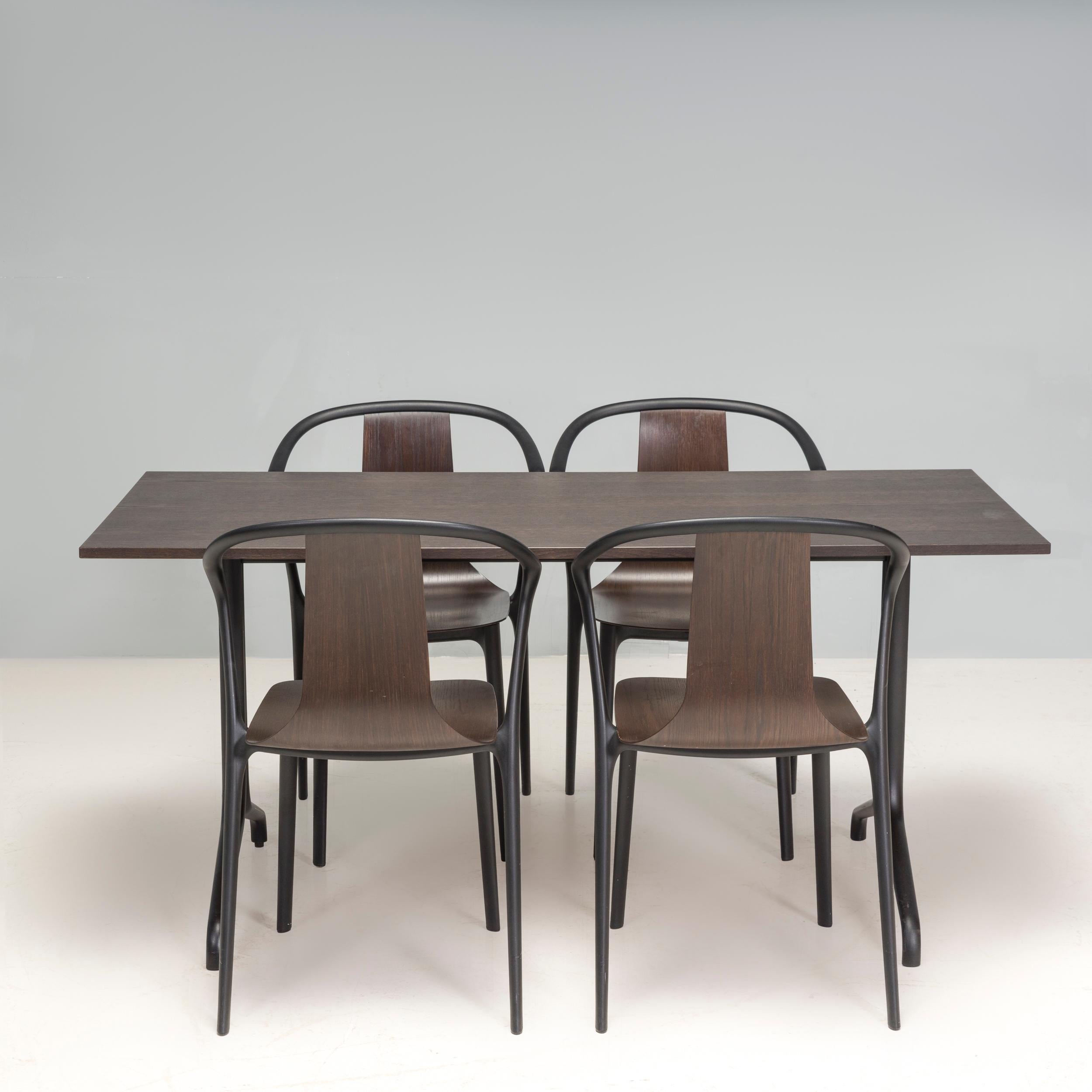 Mid-Century Modern Ronan & Erwan Bouroullec for Vitra Dark Oak Belleville Dining Chairs, Set of 4 For Sale