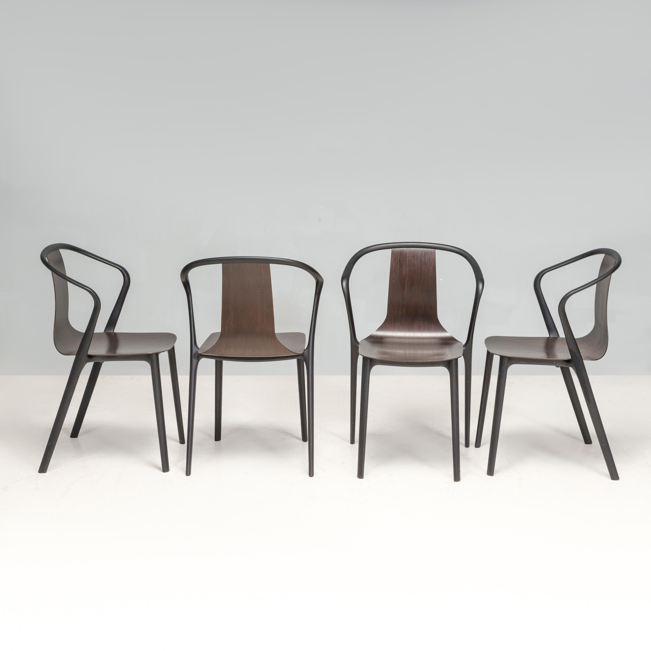 Contemporary Ronan & Erwan Bouroullec for Vitra Dark Oak Belleville Dining Chairs, Set of 4