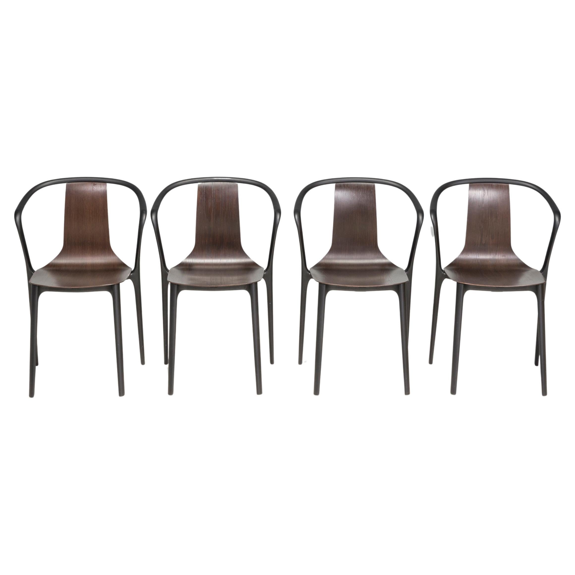 Ronan & Erwan Bouroullec for Vitra Dark Oak Belleville Dining Chairs, Set of 4 For Sale