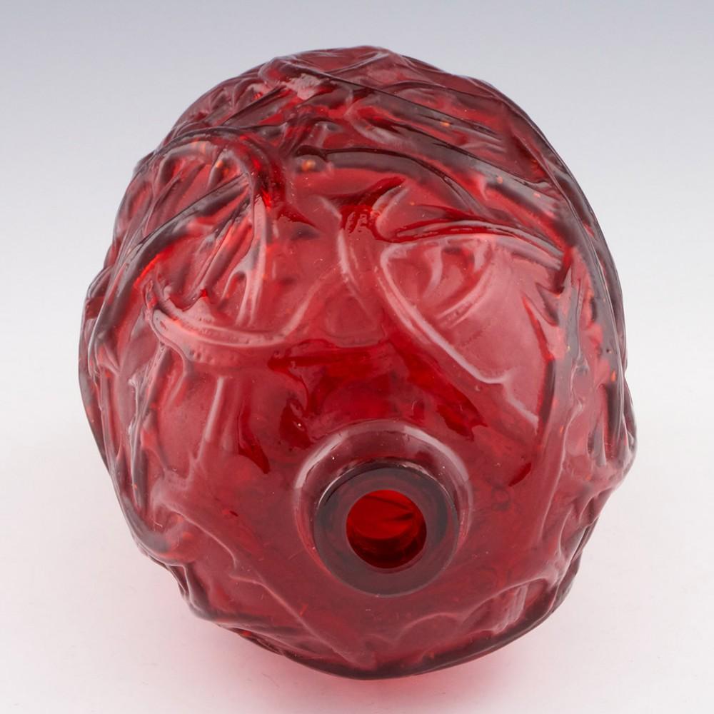 Early 20th Century 'Ronces' Red Frosted Glass Vase by René Lalique Circa 1920
