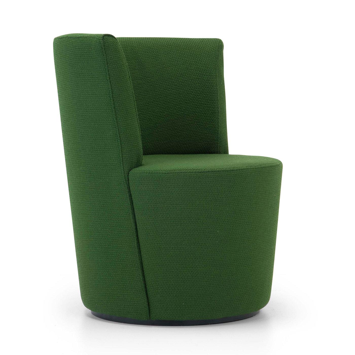 Defined by a stunning monocoque structure, this unique armchair has a soft, smooth, and comfortable shape featuring a sophisticated Dacron cover in vibrant green over a multi-density polyurethane padding that looks and feels like a nest dedicated to