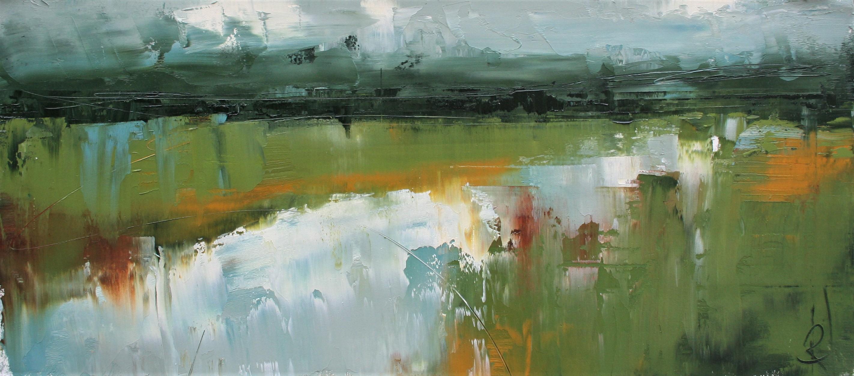 Ronda Waiksnis Abstract Painting - A Landscape's Plan II, Abstract Oil Painting