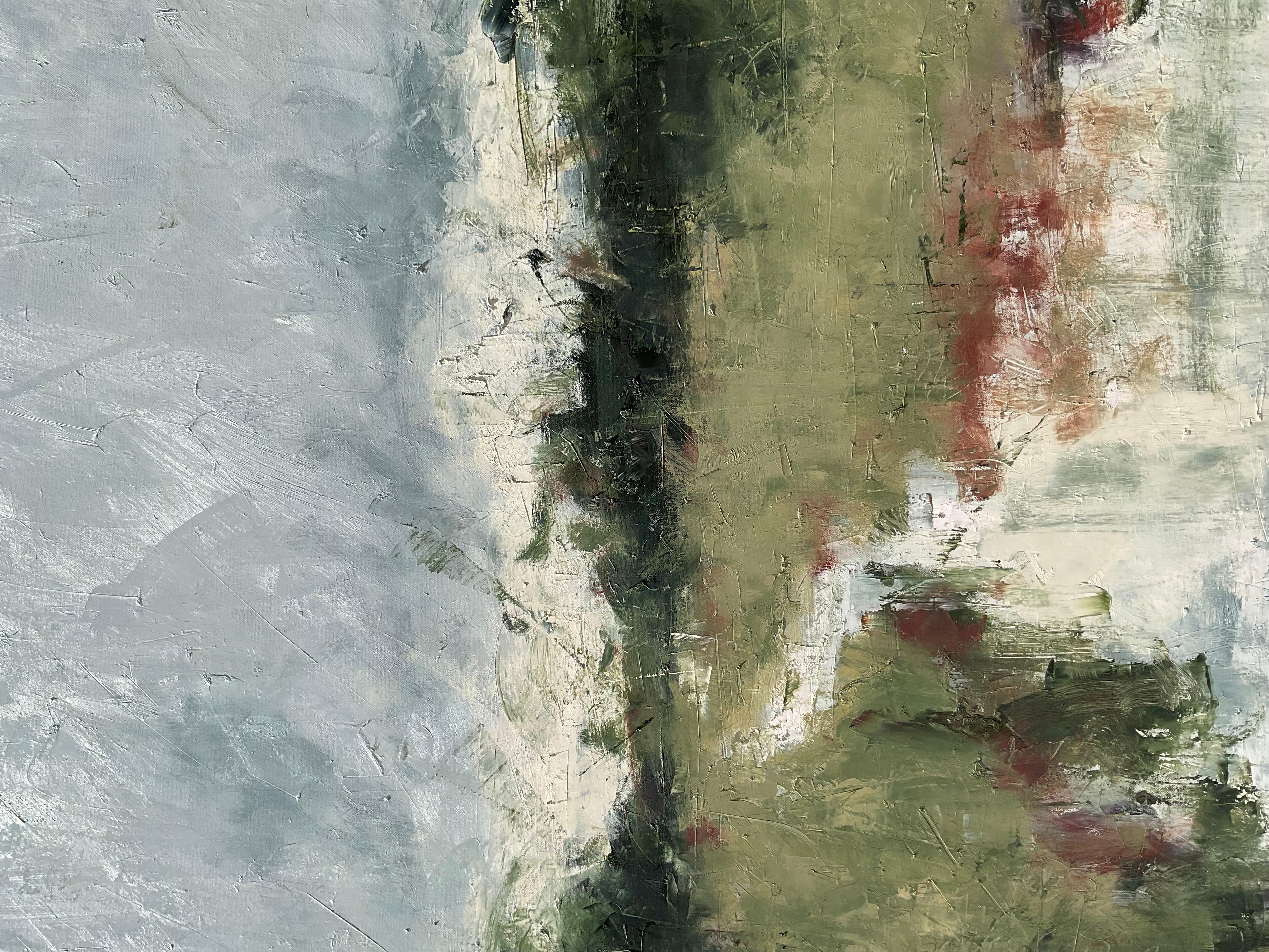 Una sera tenue, pittura ad olio astratta - Abstract Painting Grigio di Ronda Waiksnis
