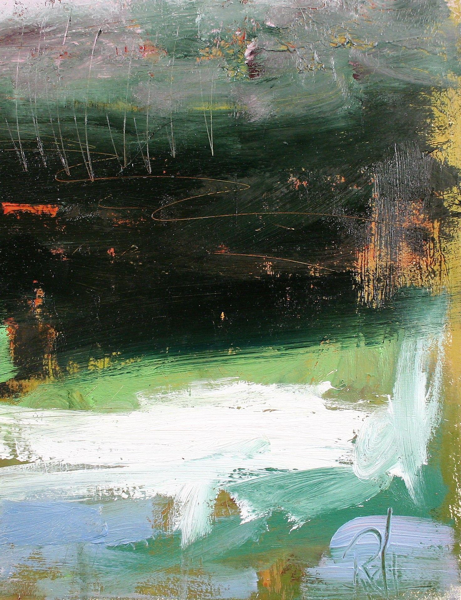 Abstract Painting de Ronda Waiksnis - "Tormenta abstracta", Pintura, Óleo sobre papel