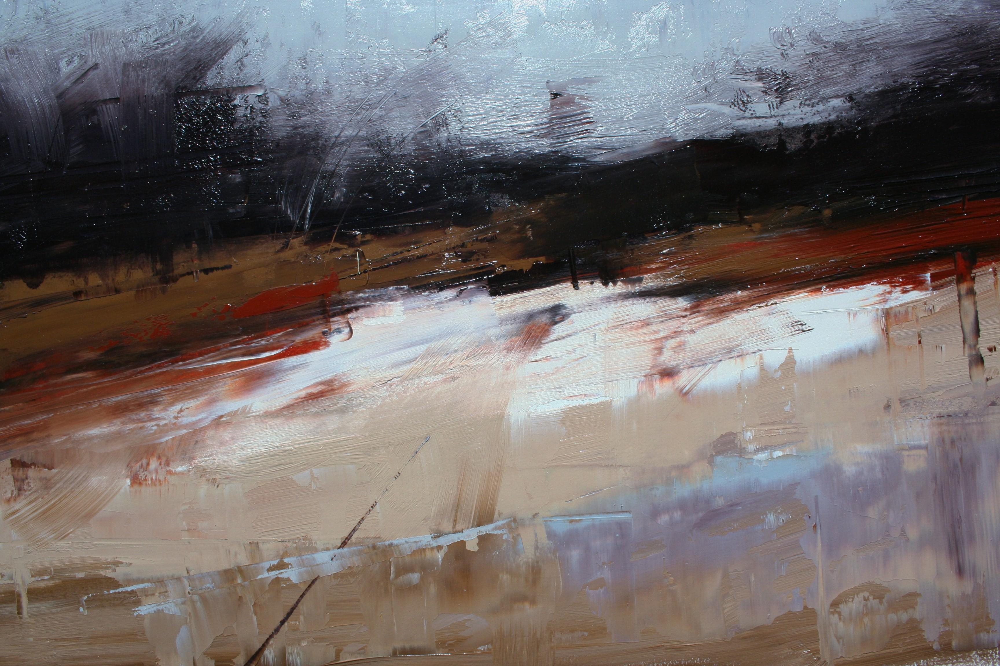 Palette d'automne, peinture à l'huile abstraite - Gris Abstract Painting par Ronda Waiksnis