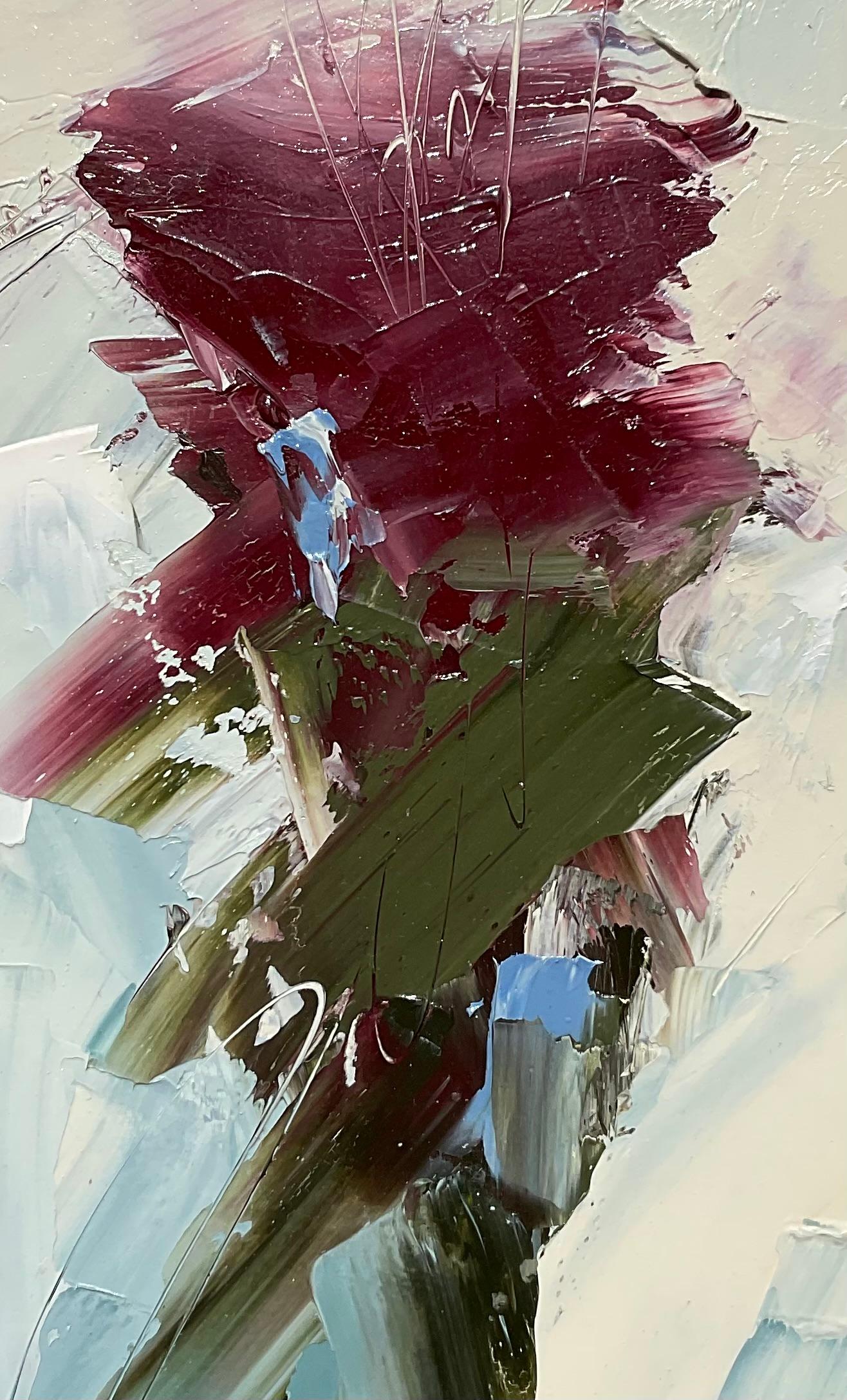 I fiori dell'astrazione, pittura ad olio astratta - Abstract Painting Grigio di Ronda Waiksnis