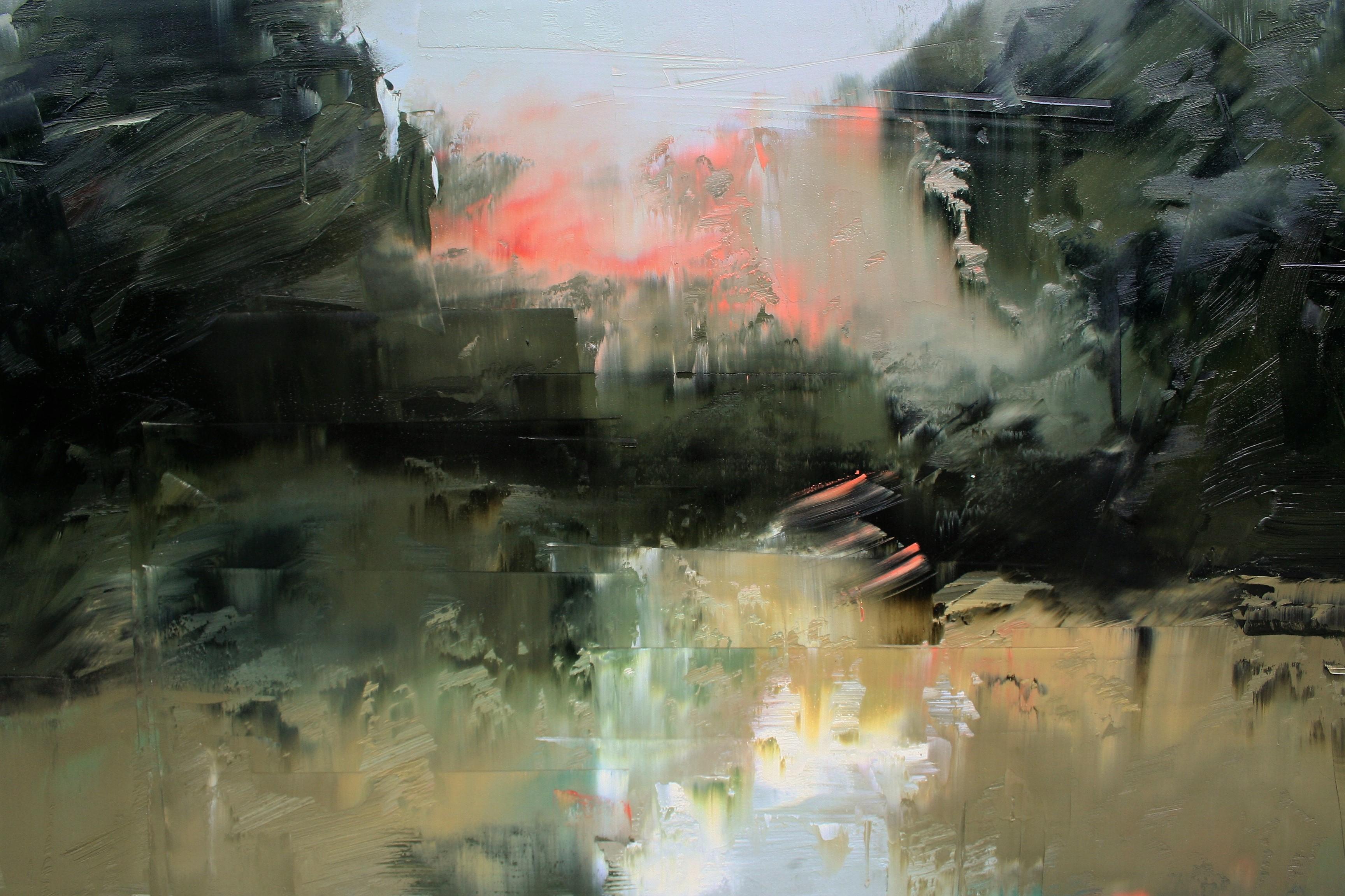 Bountiful, Pittura a olio astratta - Abstract Painting Grigio di Ronda Waiksnis