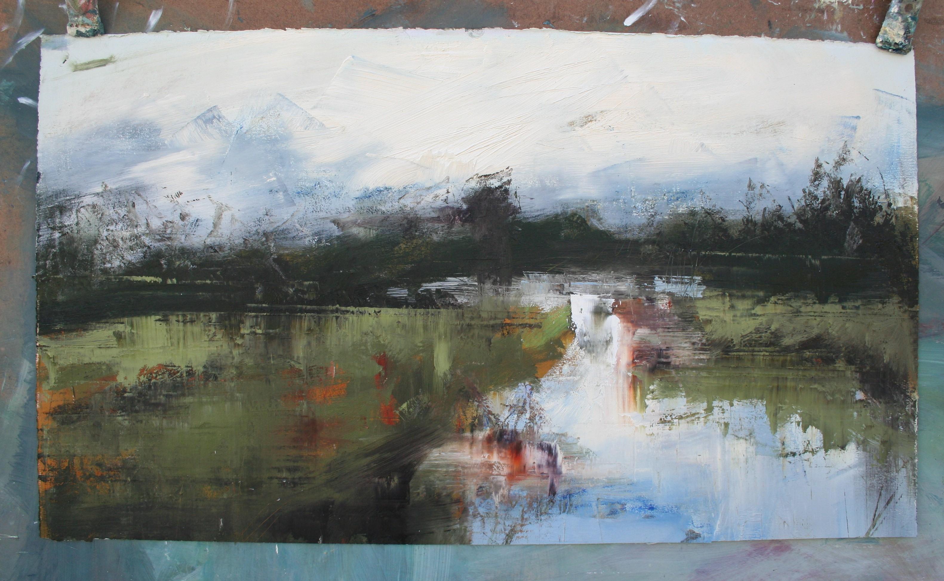 Fascino sul campo di Torino, Pittura ad olio astratta - Painting Astratto di Ronda Waiksnis