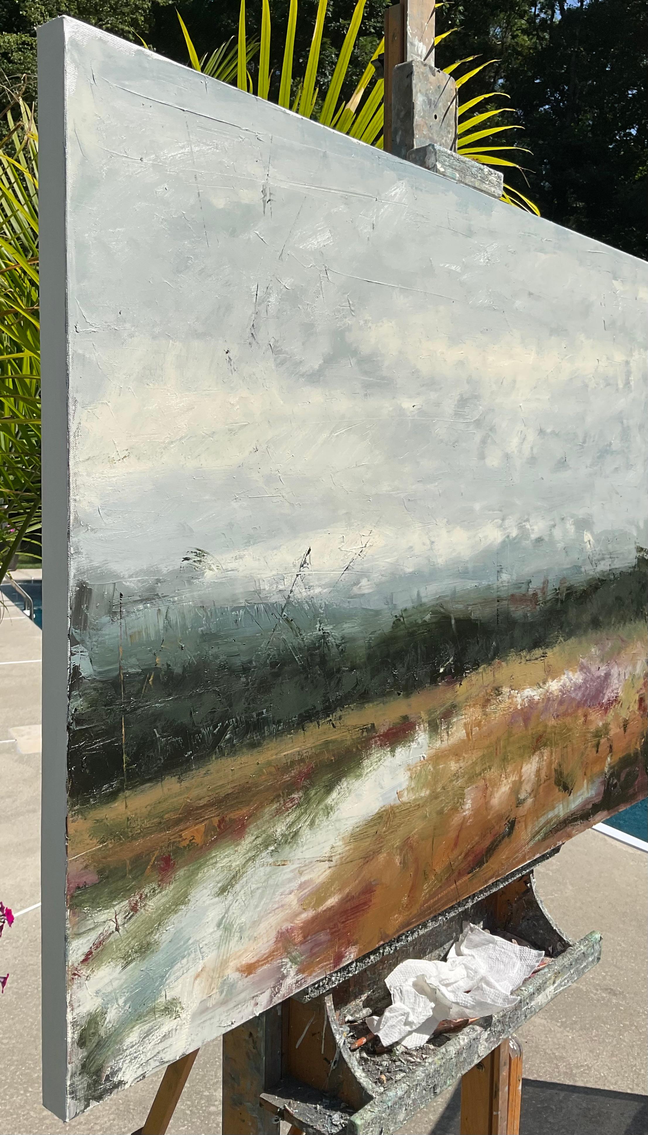 Colori della campagna, pittura ad olio astratta - Painting di Ronda Waiksnis